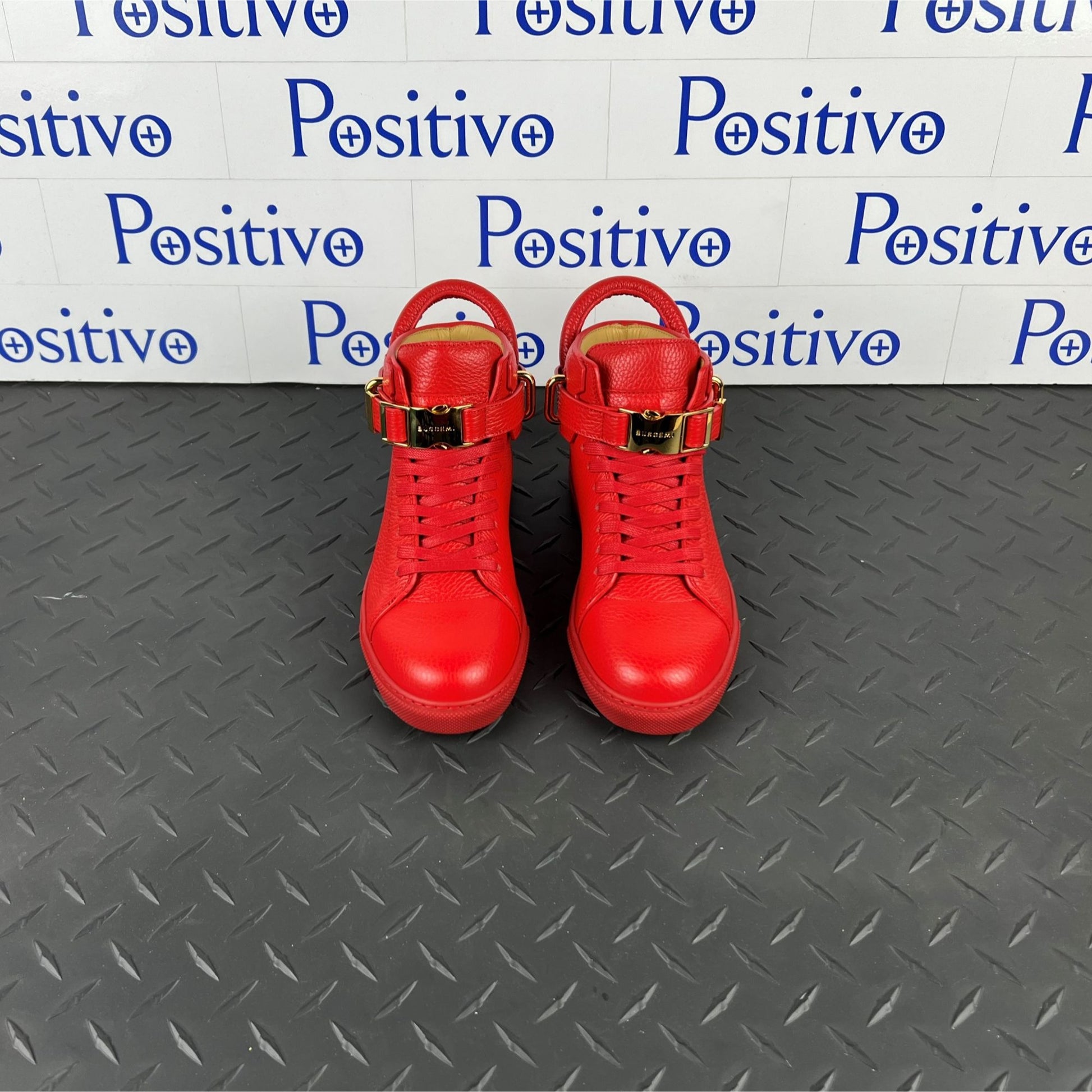 Buscemi Womens 100MM Clip Red Leather Sneakers | Positivo Clothing
