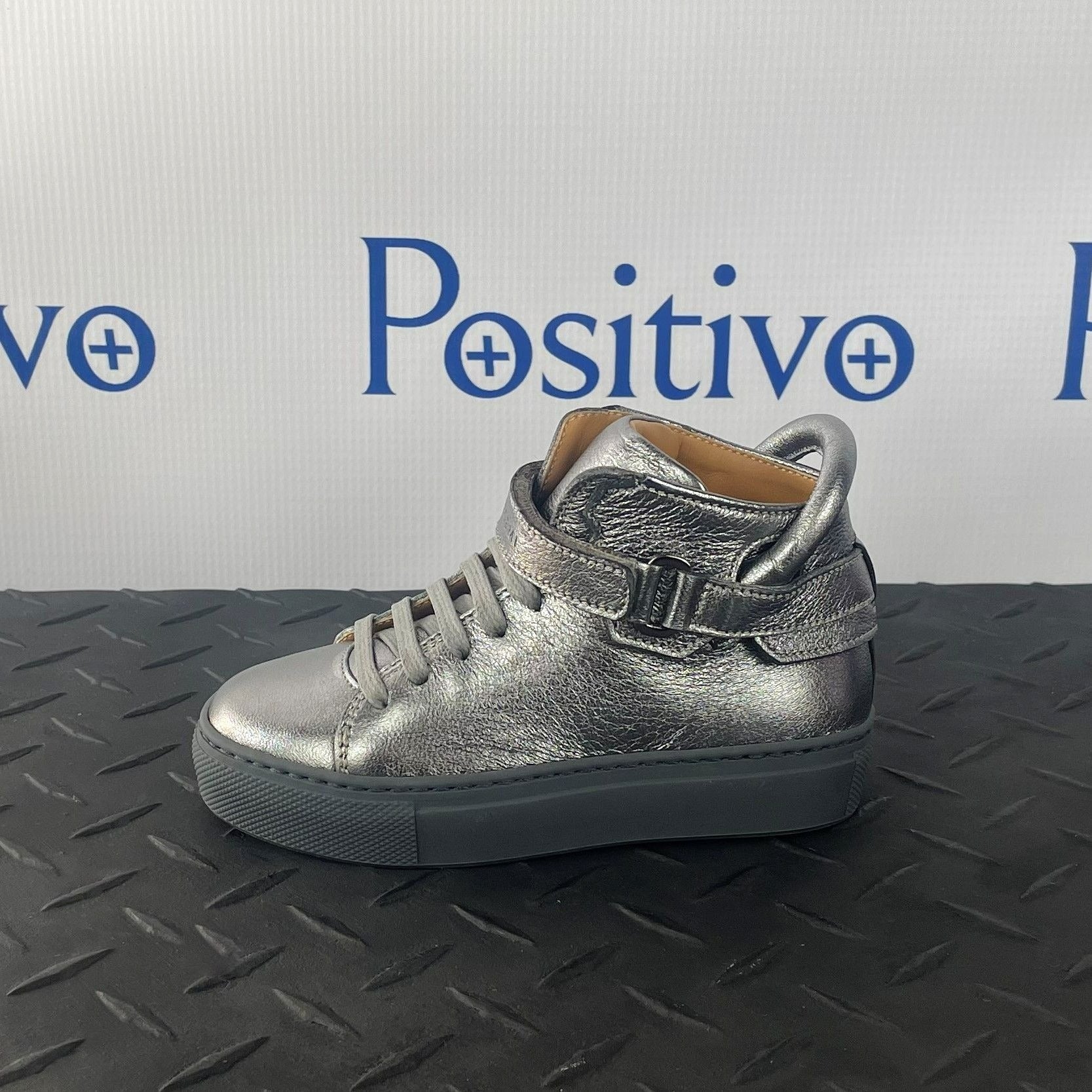 Buscemi 100MM Kid Metal Silver Leather Sneakers | Positivo Clothing