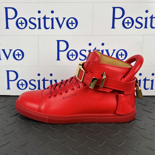 Buscemi Womens 100MM Clip Red Leather Sneakers | Positivo Clothing