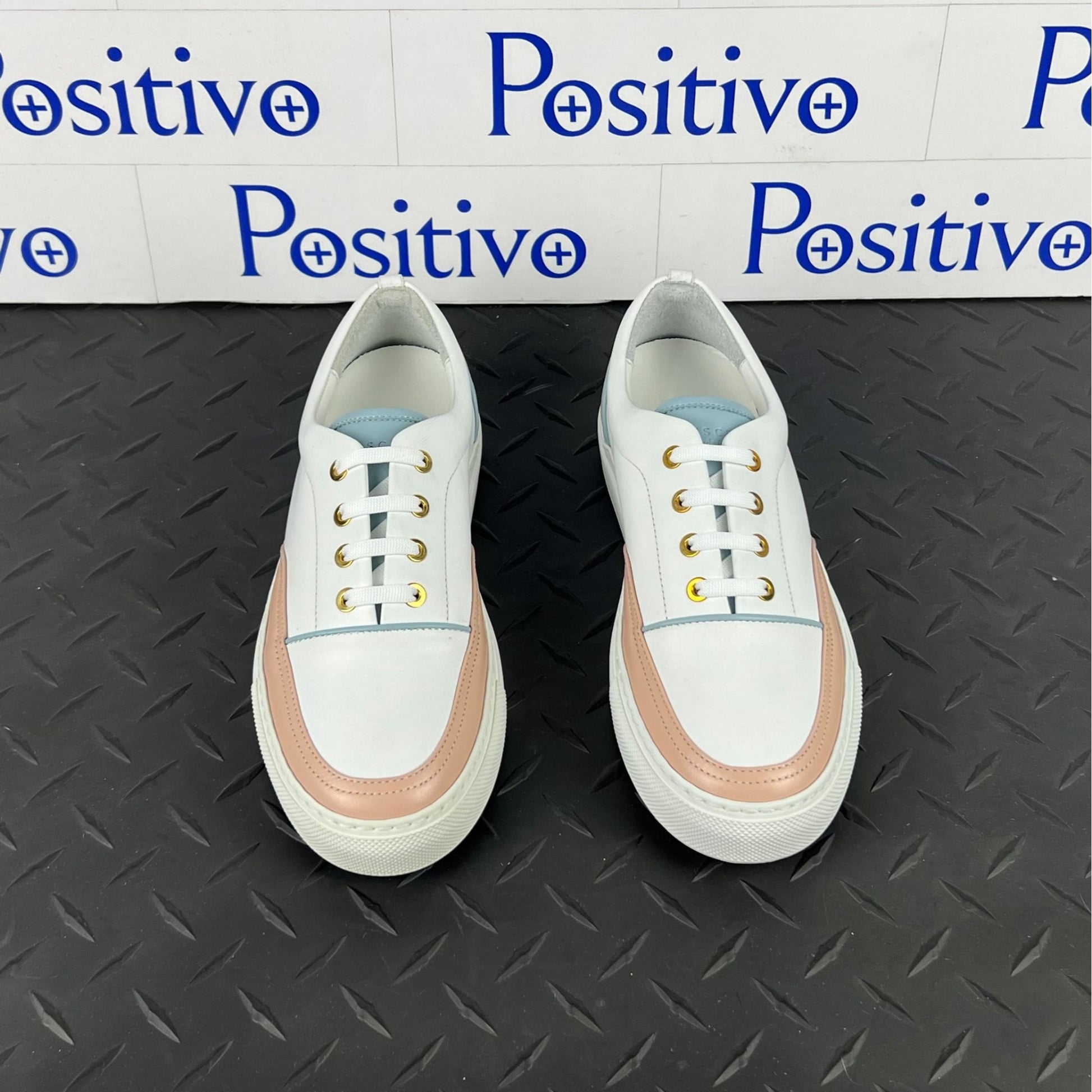 Buscemi Womens Cali White Trio Leather Low top Sneakers SAMPLE | Positivo Clothing