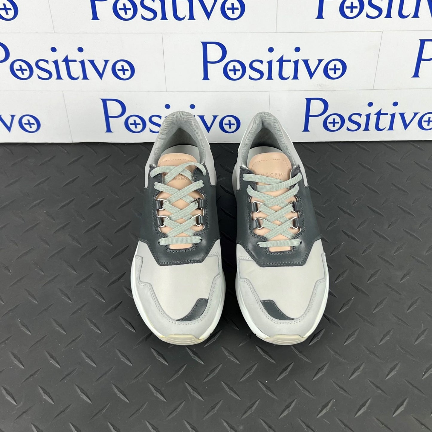 Buscemi Womens Ventura Grey/Pink Leather Sneakers SAMPLE | Positivo Clothing