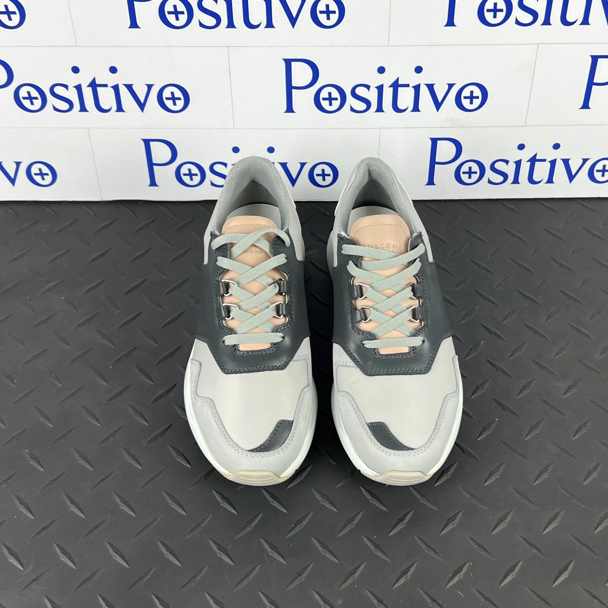 Buscemi Womens Ventura Grey/Pink Leather Sneakers SAMPLE | Positivo Clothing