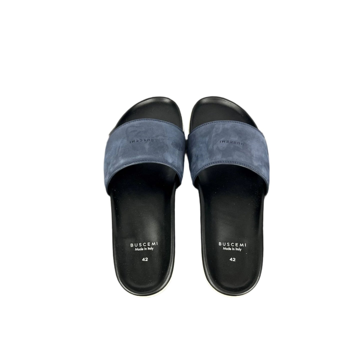 Buscemi Mens Slide Navy Nubuck Sandals | Positivo Clothing