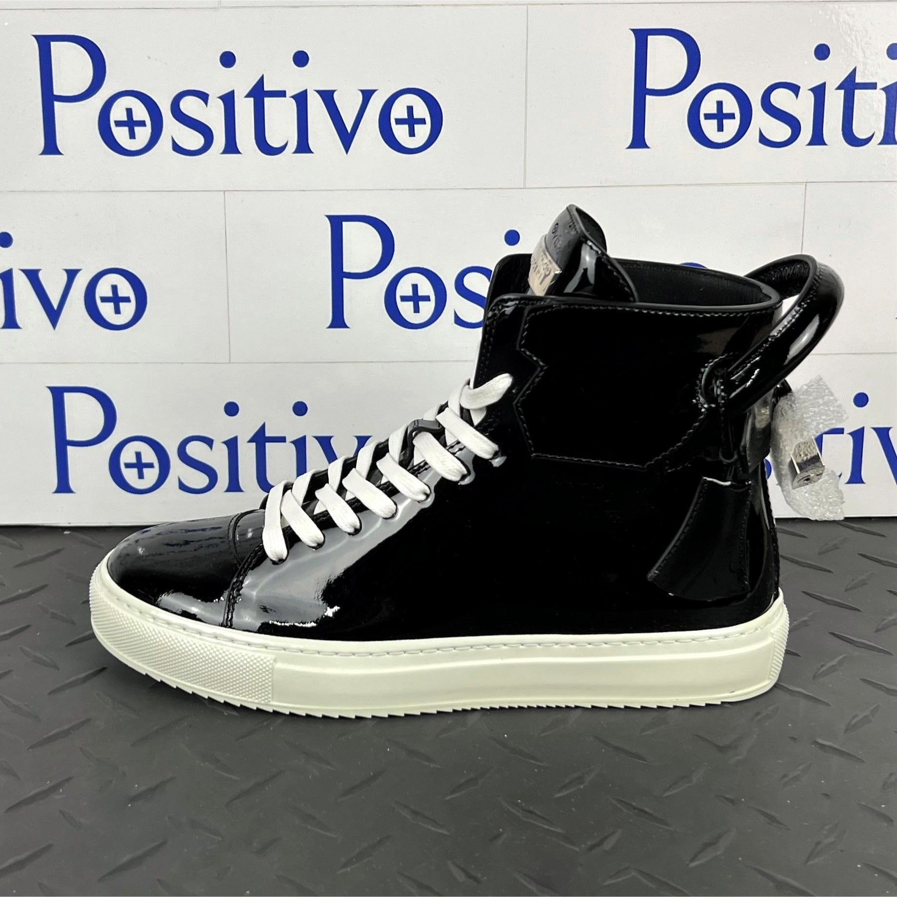Buscemi Womens 125MM Black Patent Leather Sneakers | Positivo Clothing
