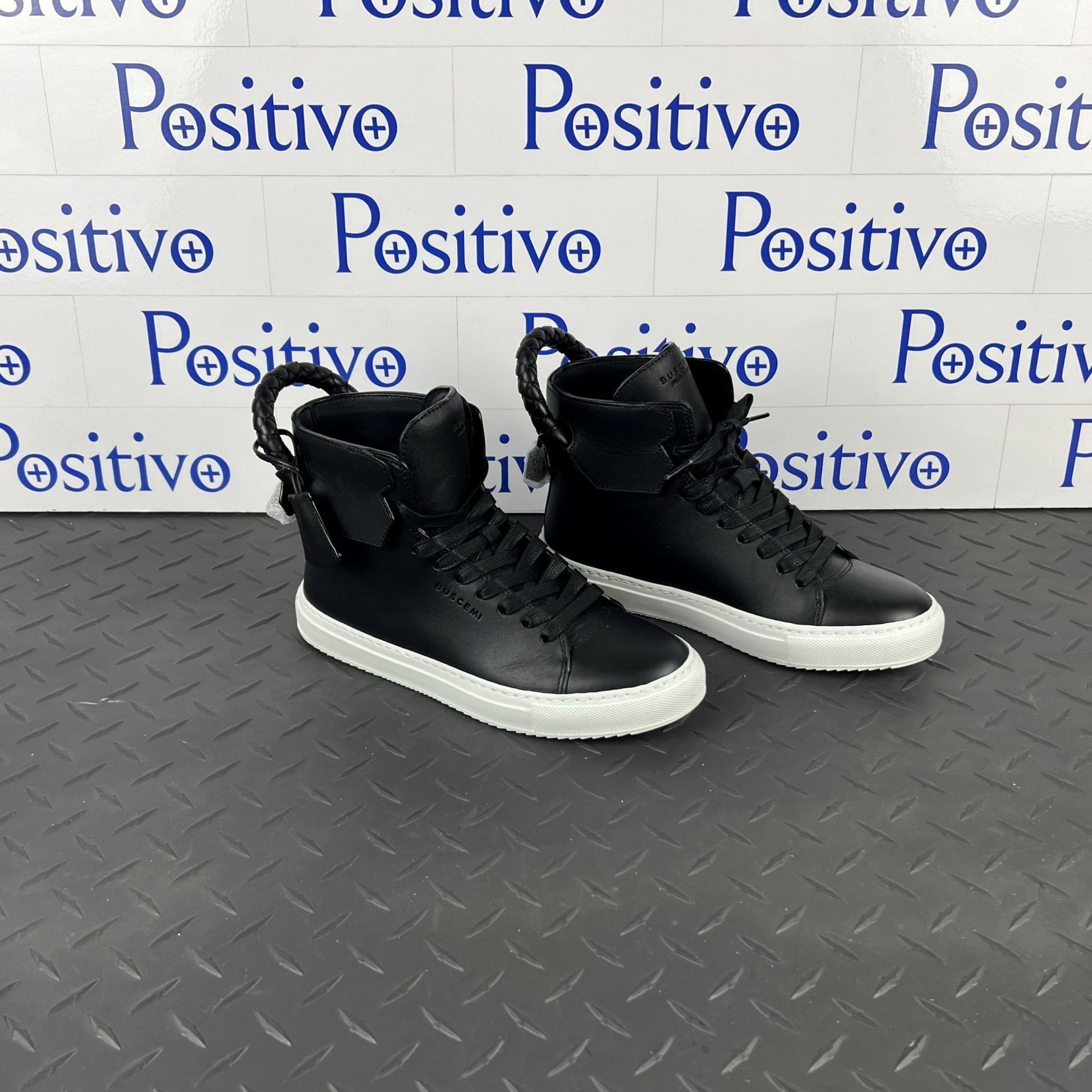 Buscemi Womens 125MM Weave Black Leather Sneakers SAMPLE | Positivo Clothing