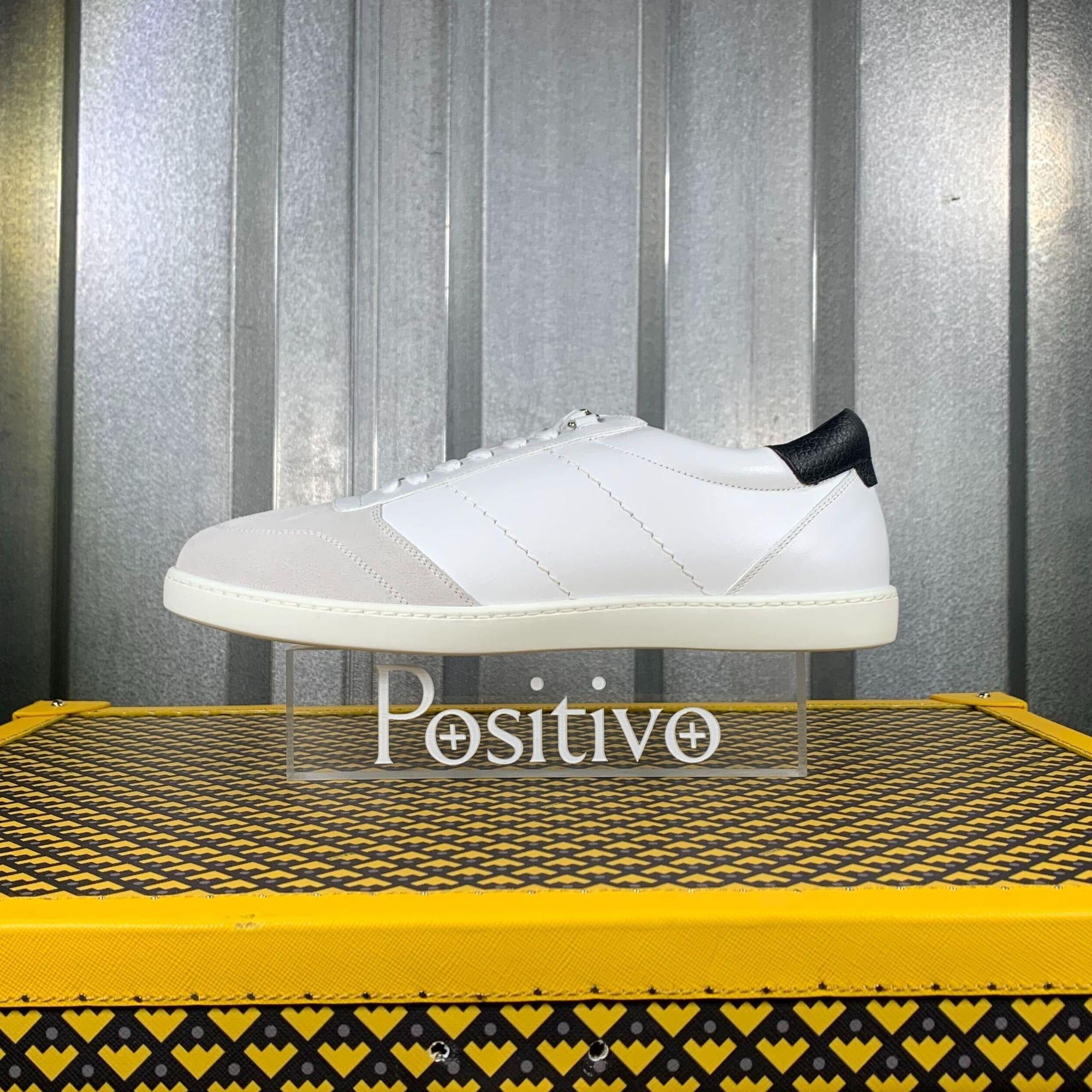 Buscemi Mens Box White/Black Leather Lowtop Sneakers | Positivo Clothing