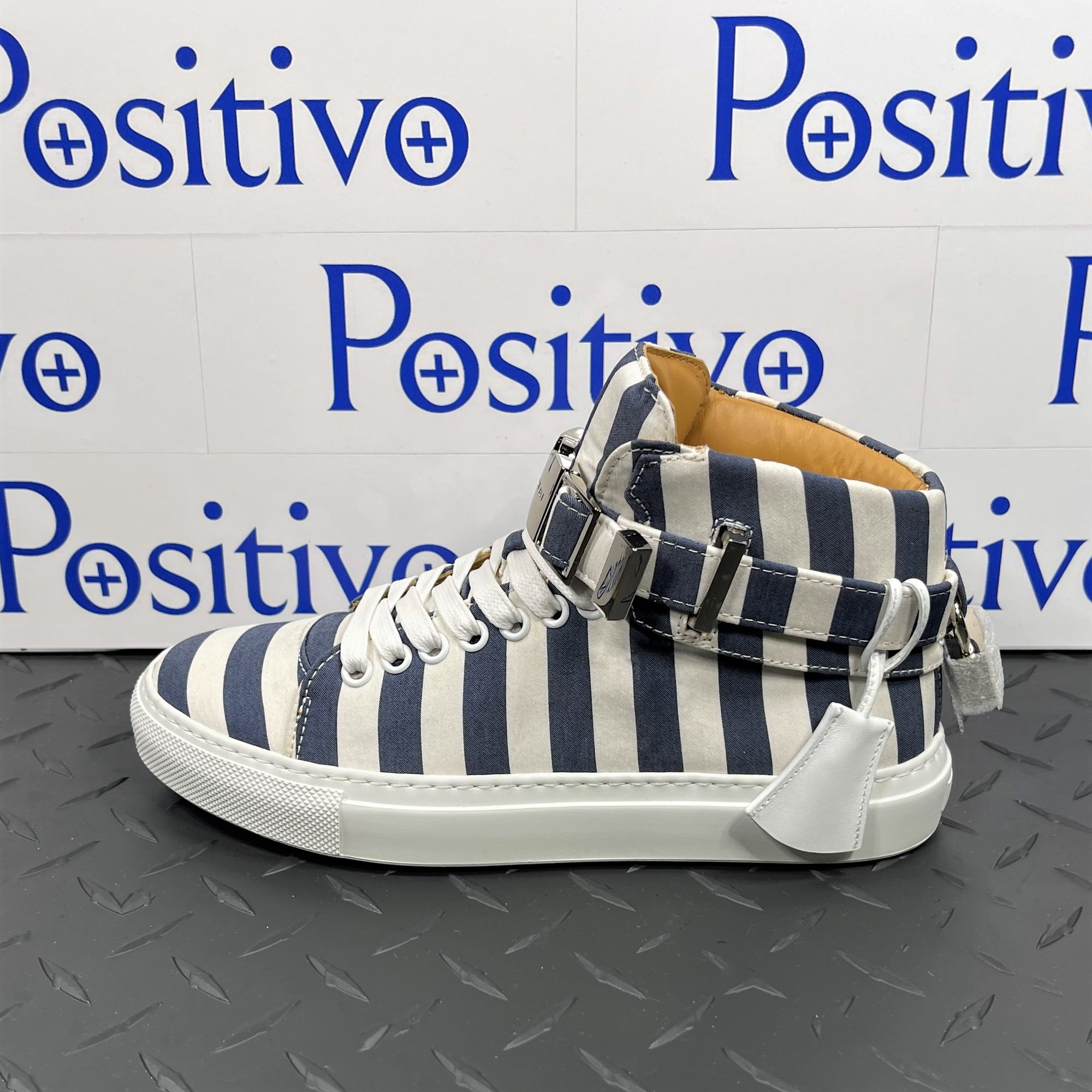 Buscemi 100MM Stripe Blue Leather Sneakers