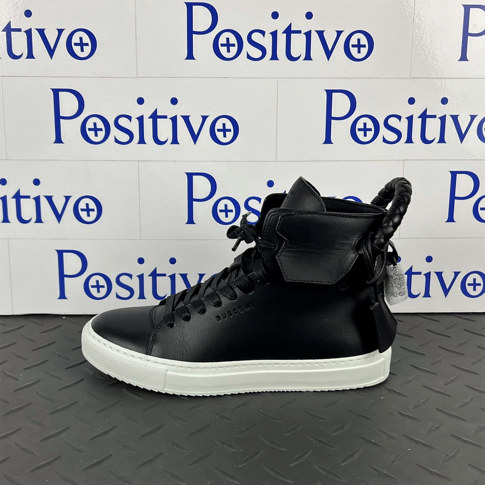 Buscemi Womens 125MM Weave Black Leather Sneakers SAMPLE | Positivo Clothing