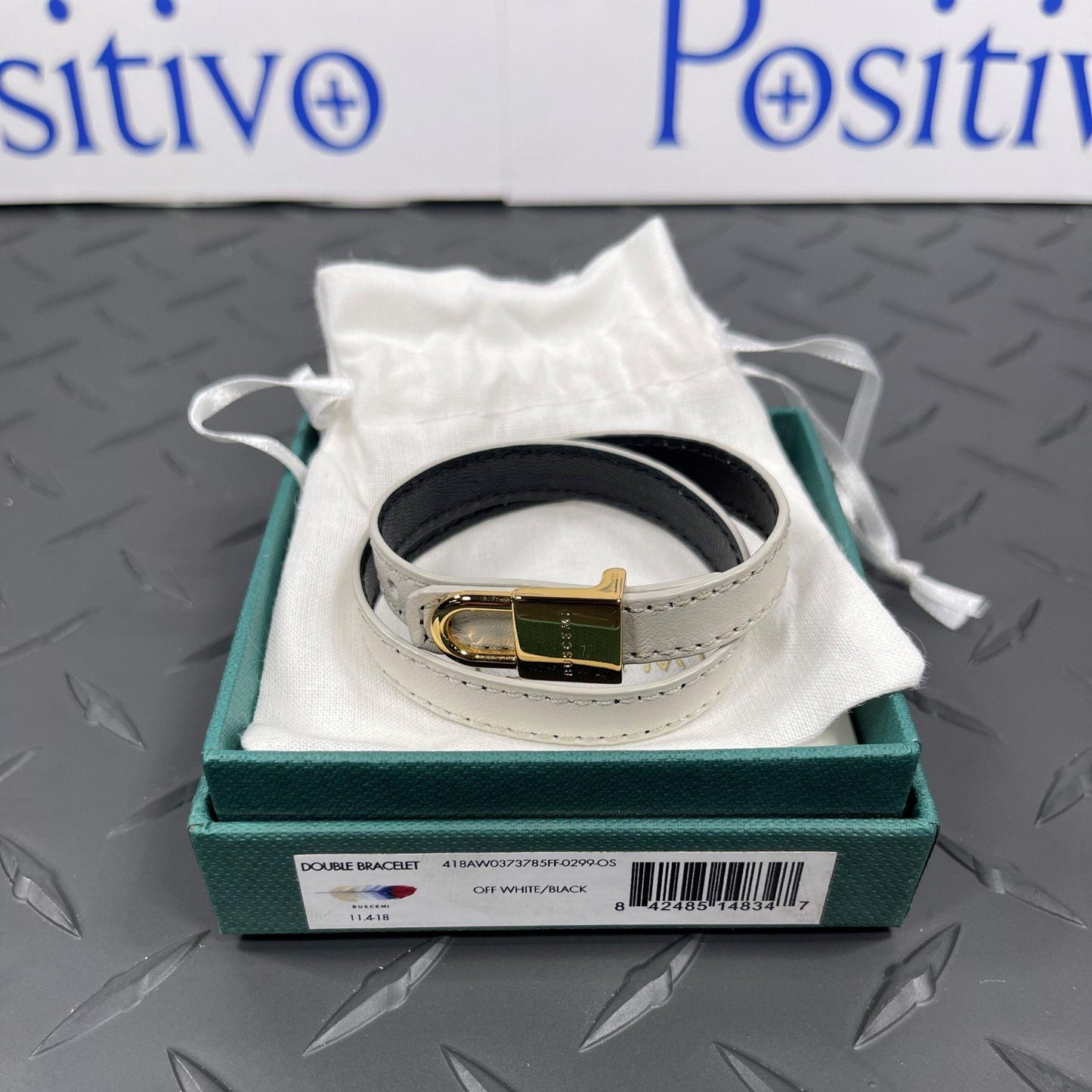 Buscemi Double Bracelet Off-White/Black Leather | Positivo Clothing