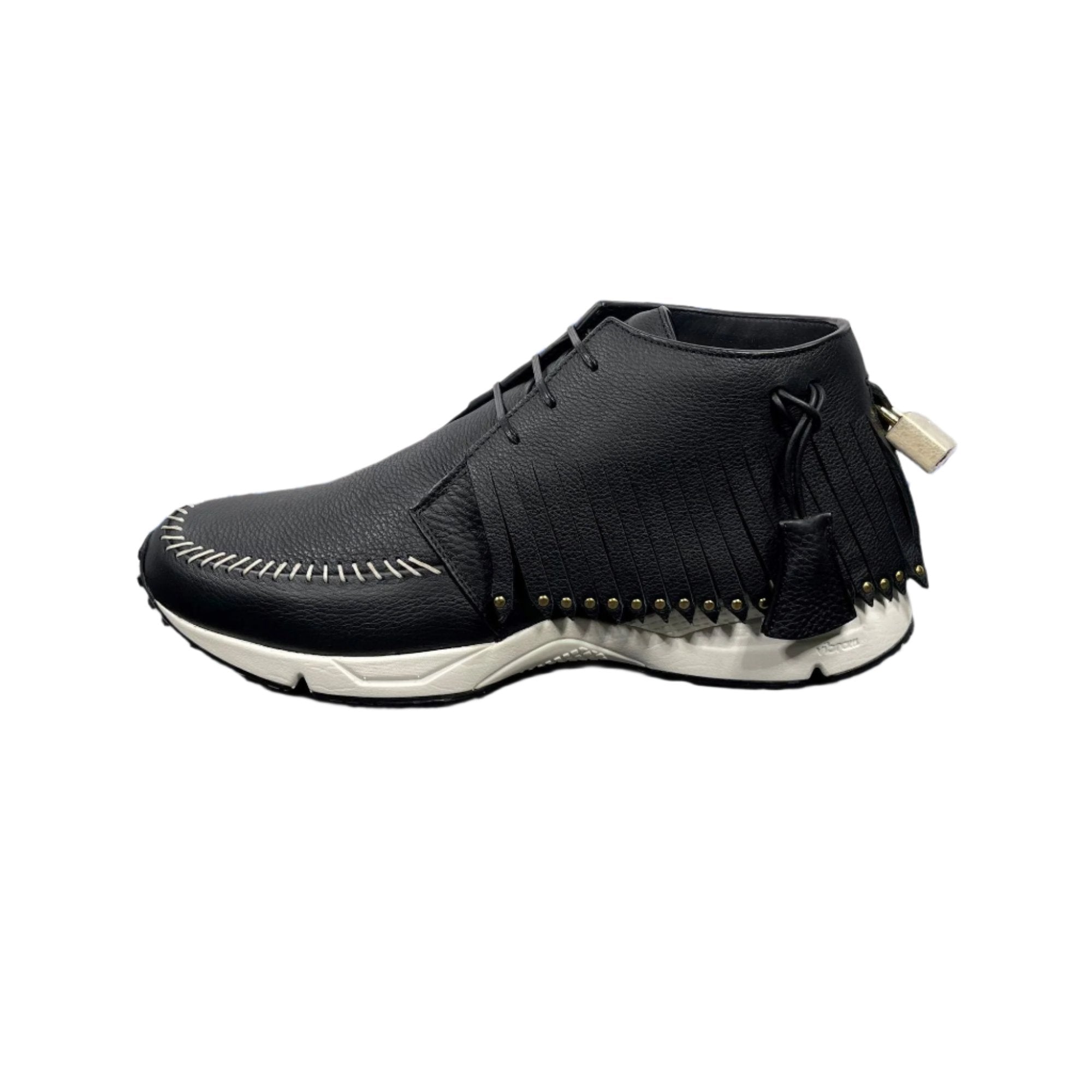 Buscemi Mens Gladiator Black White Leather Sneakers Positivo Clothing