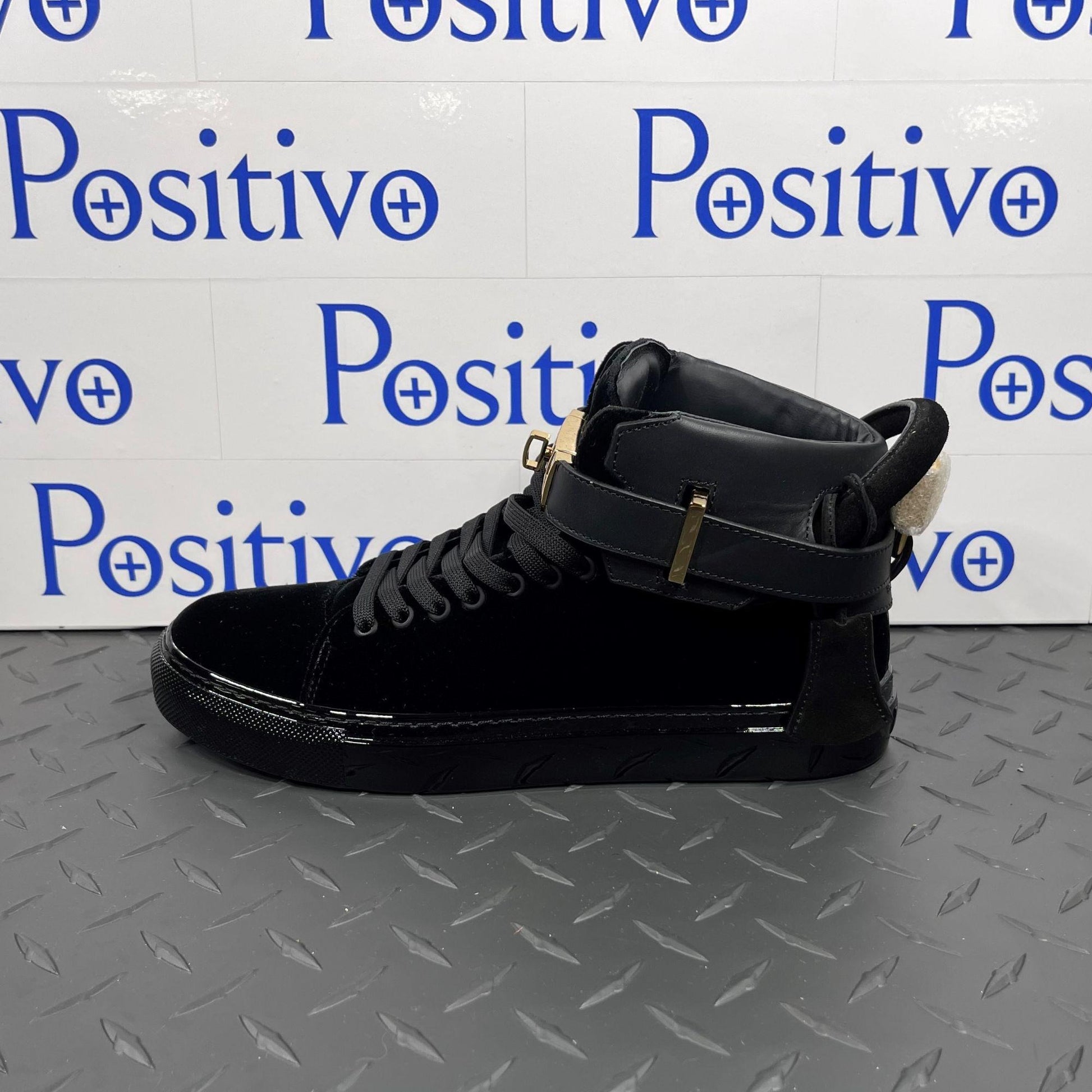 Buscemi Womens 100MM Velvet Black Sneakers | Positivo Clothing