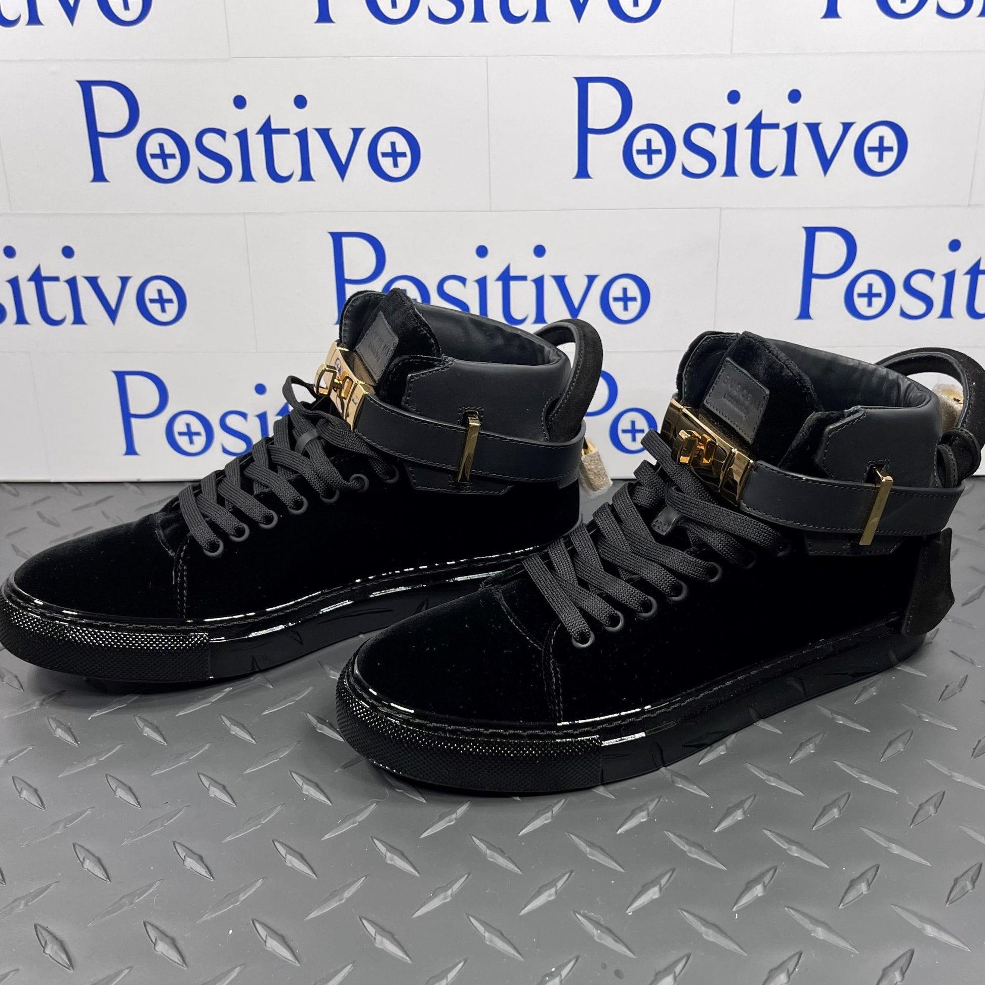 Buscemi Womens 100MM Velvet Black Sneakers | Positivo Clothing