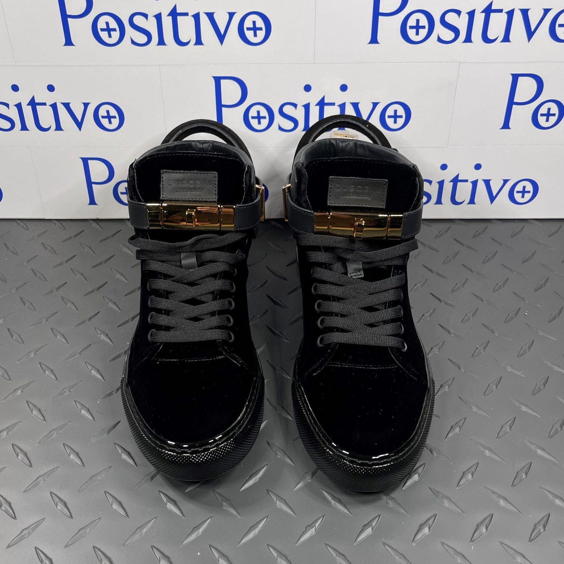 Buscemi Womens 100MM Velvet Black Sneakers | Positivo Clothing
