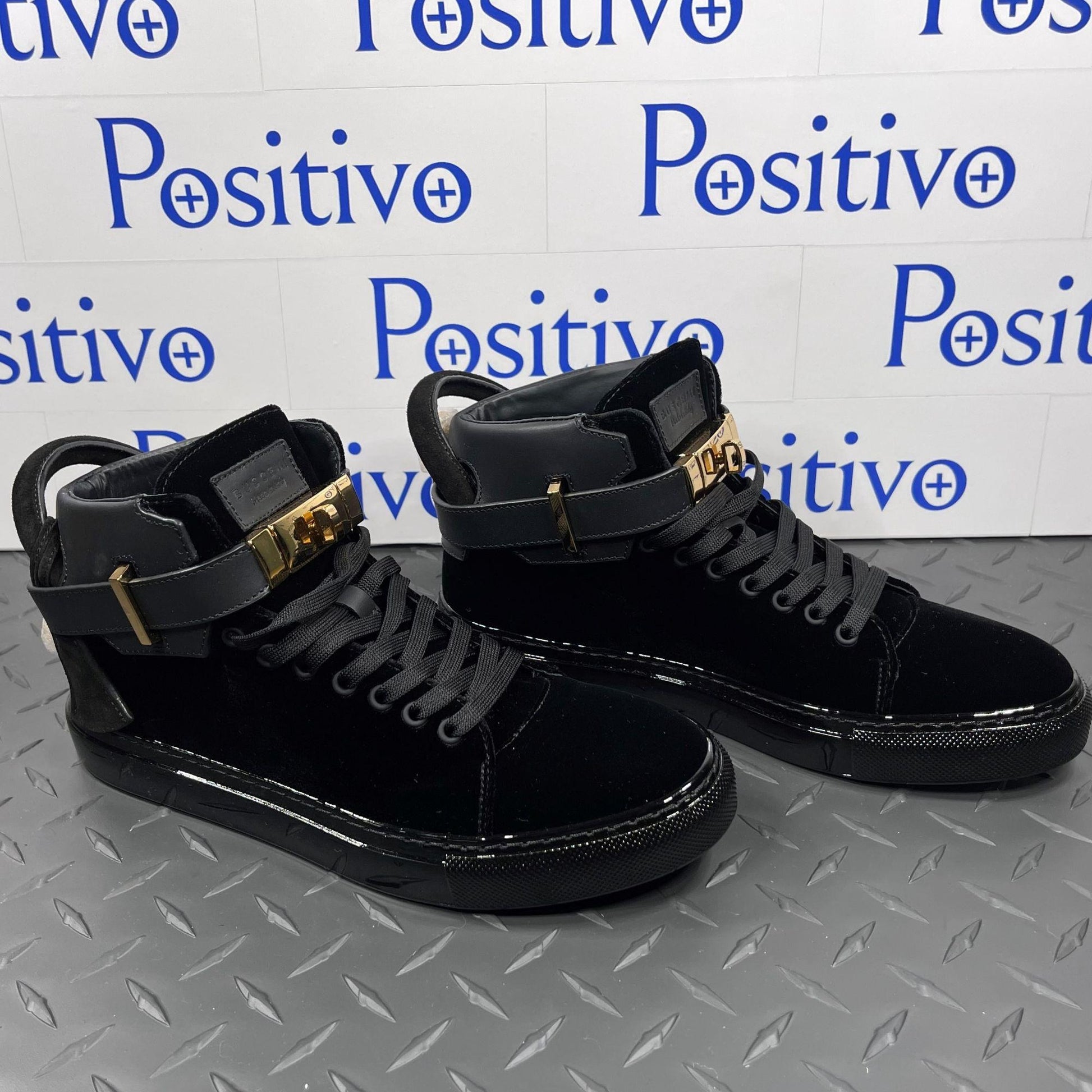 Buscemi Womens 100MM Velvet Black Sneakers | Positivo Clothing