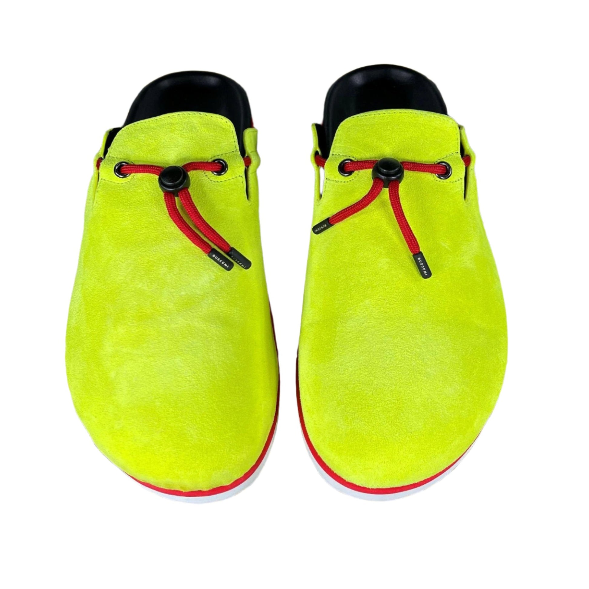 Buscemi Pietro Neon Yellow Suede Slippers | Positivo Clothing