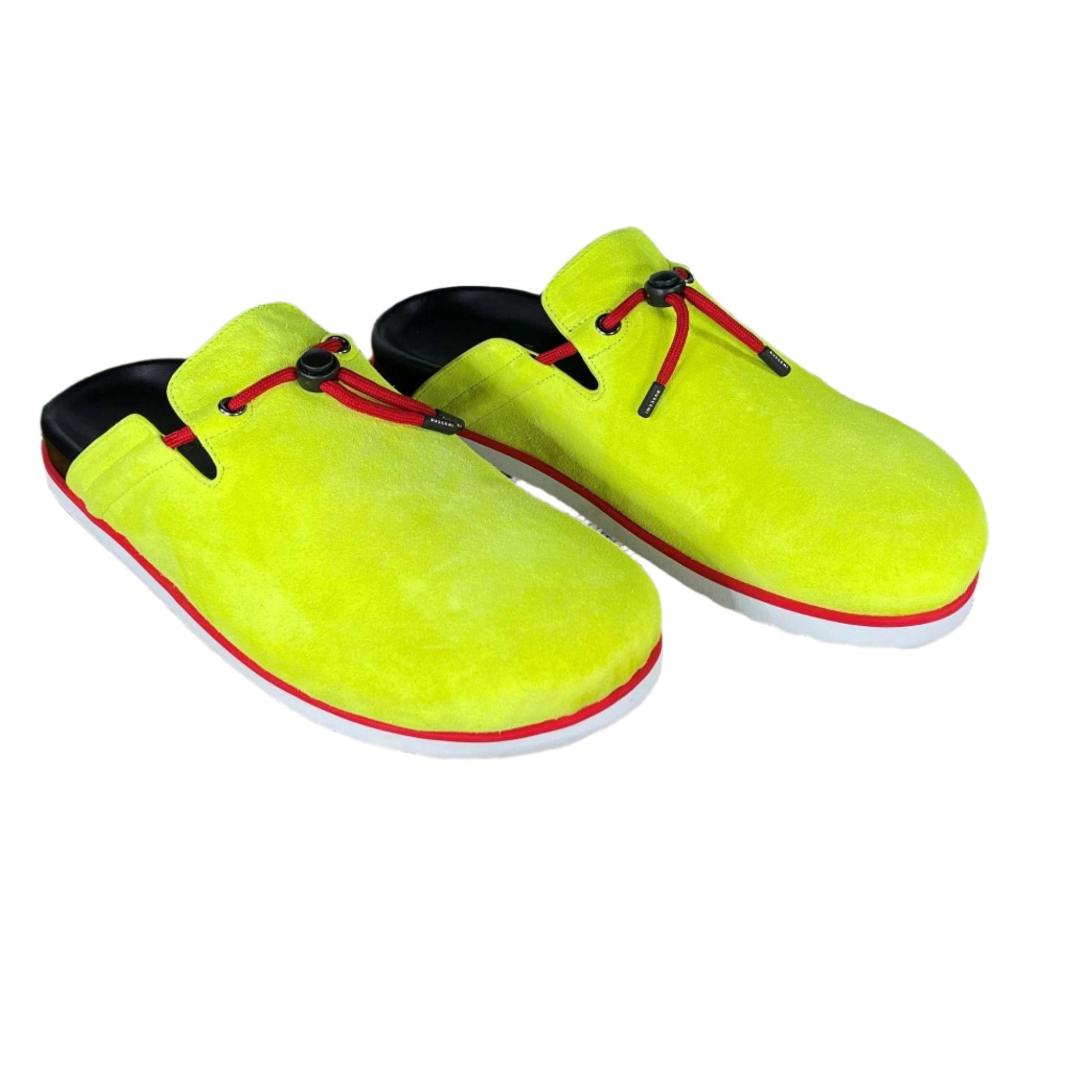 Buscemi Pietro Neon Yellow Suede Slippers | Positivo Clothing