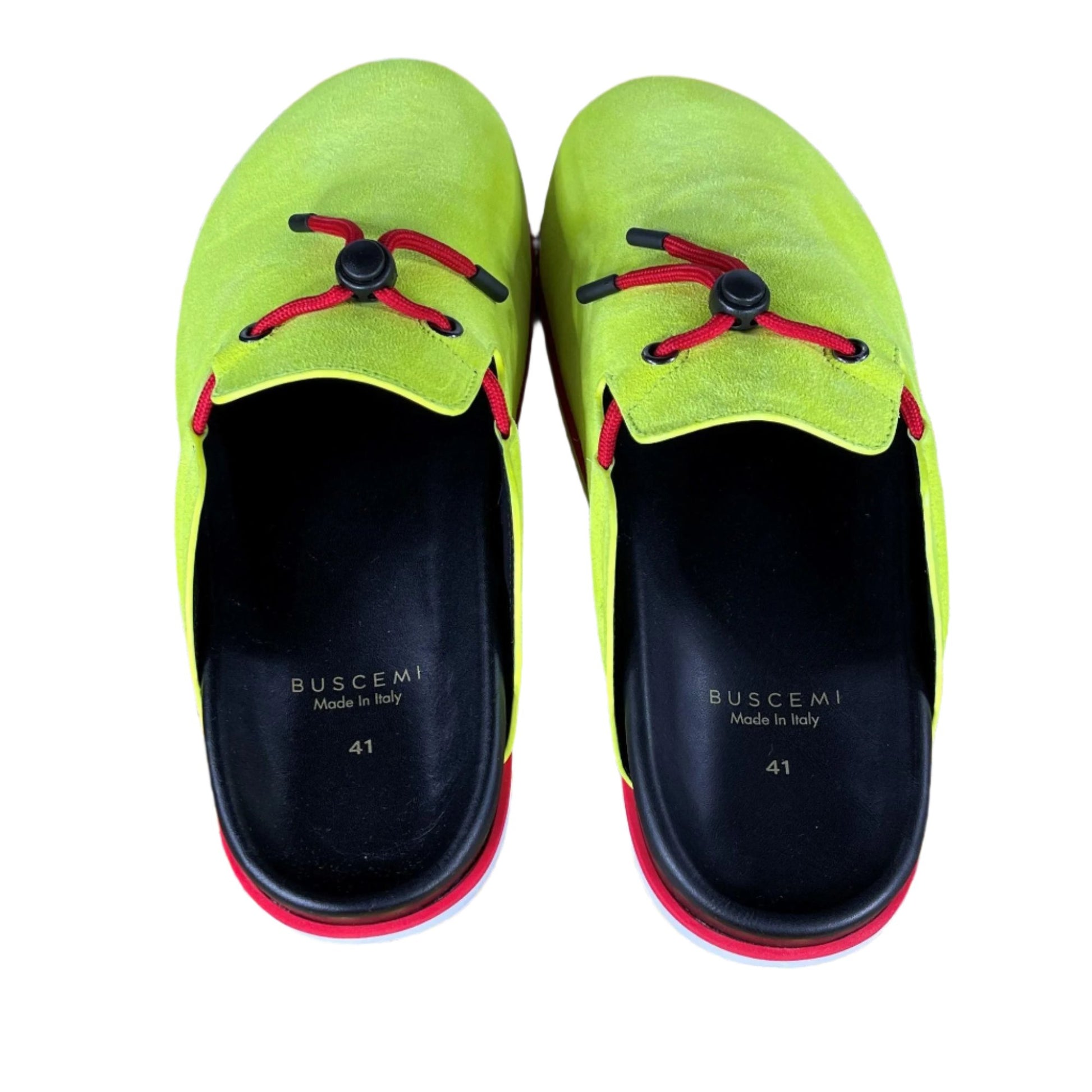 Buscemi Pietro Neon Yellow Suede Slippers | Positivo Clothing