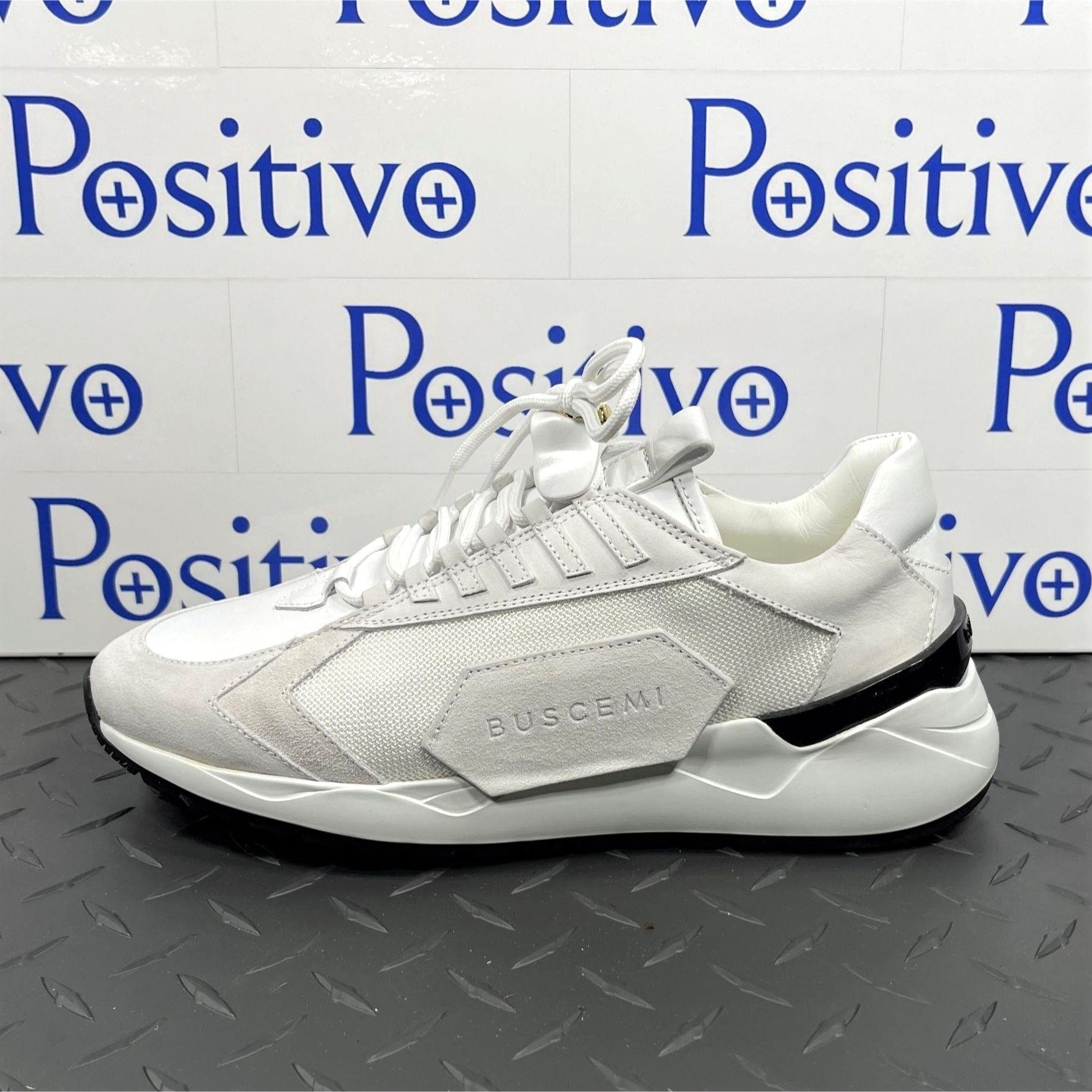 Buscemi Mens Run 2 White Suede Sneakers | Positivo Clothing