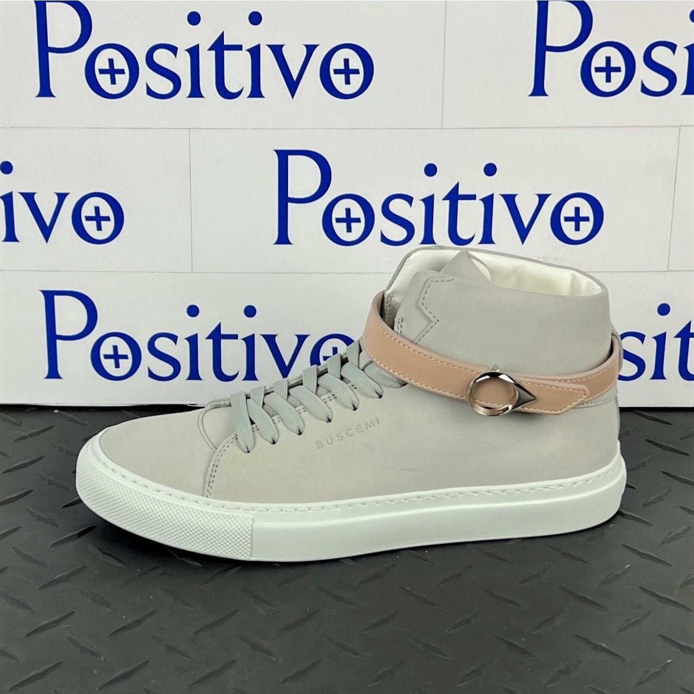 Buscemi Womens 100MM Belt Grey Leather Sneaker SAMPLE | Positivo Clothing