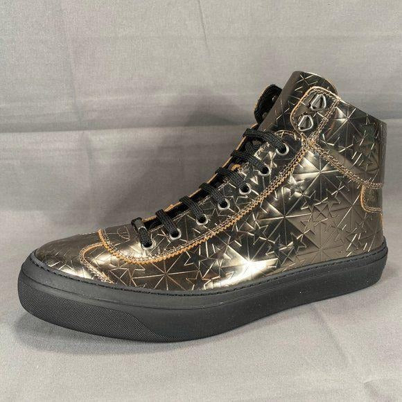 Jimmy Choo Mens Argyle Steel Gold High Top Sneakers | Positivo Clothing