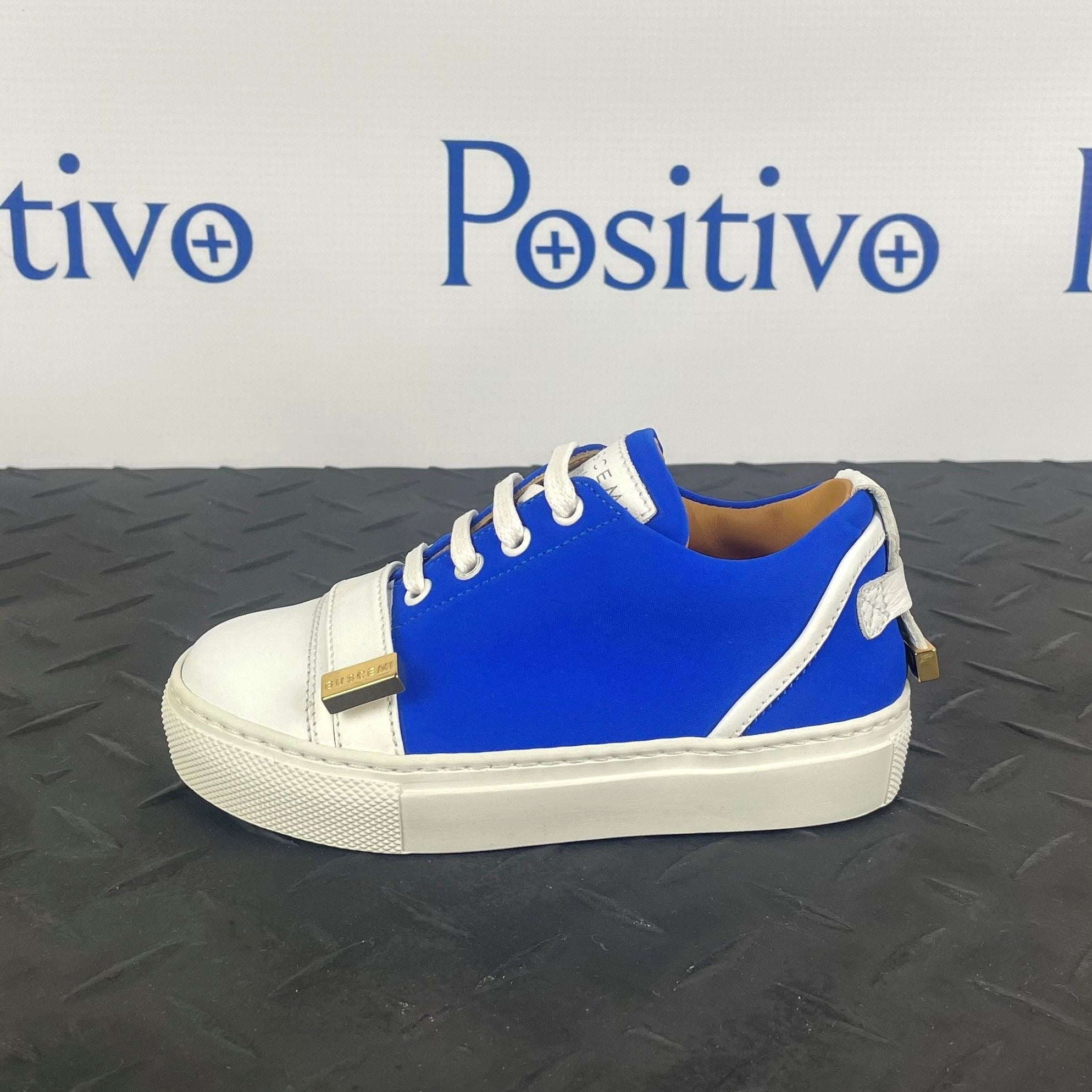 Buscemi 50MM Kid Licra Bluette Leather Sneakers | Positivo Clothing