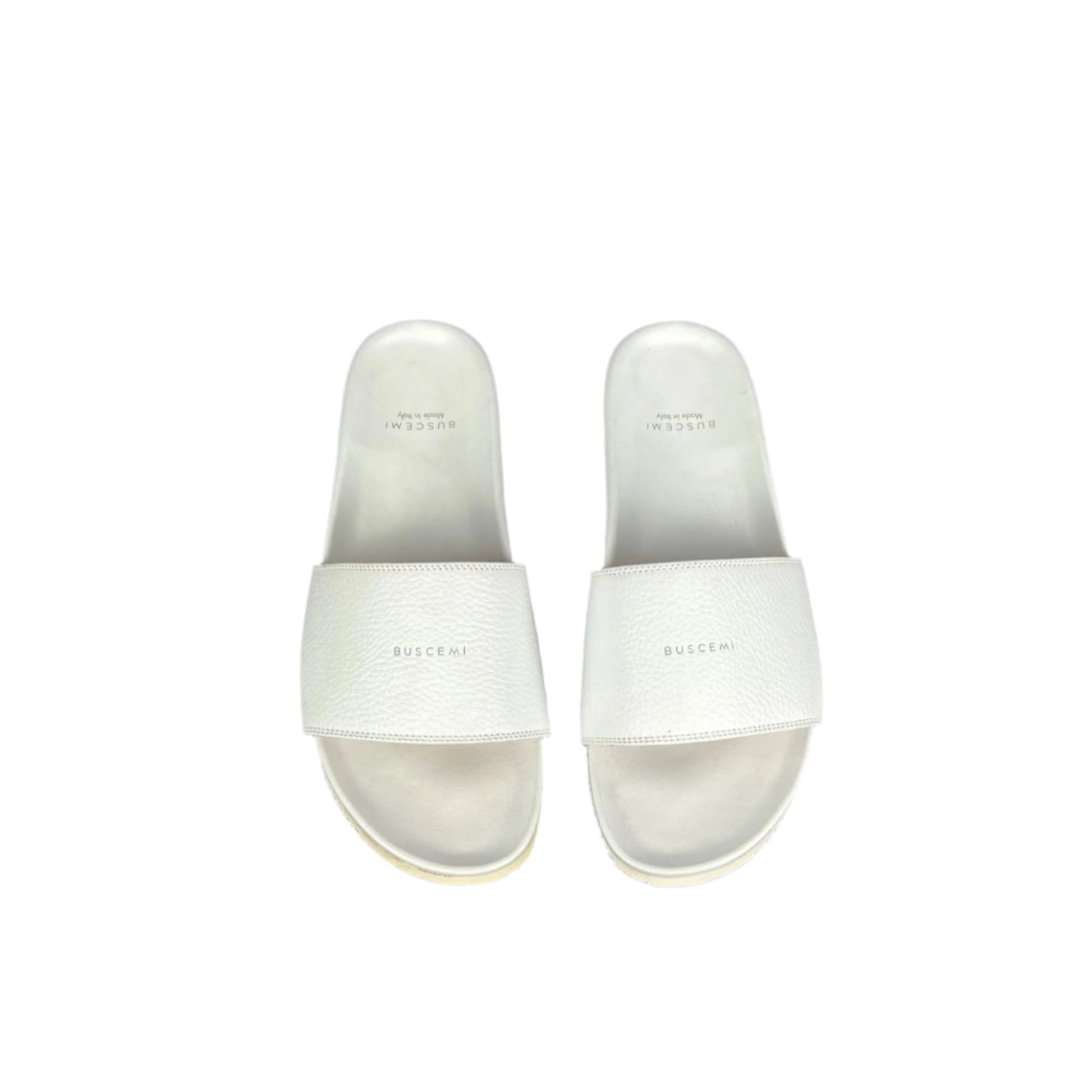 Buscemi Mens Slide Core Alce White Alce Leather Sandals | Positivo Clothing