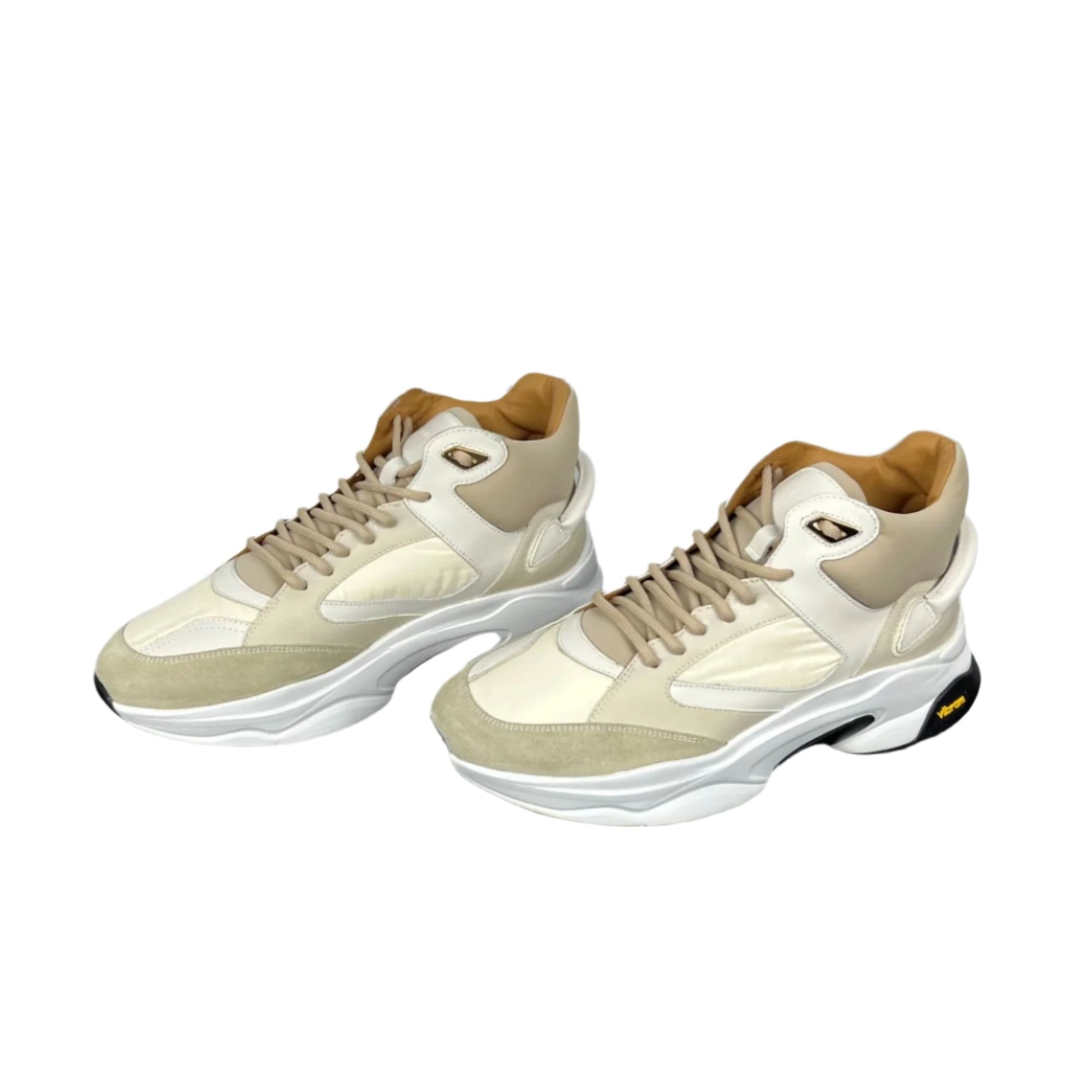 Buscemi Mens Veloce Mix Materials Off White Leather Sneakers | Positivo Clothing