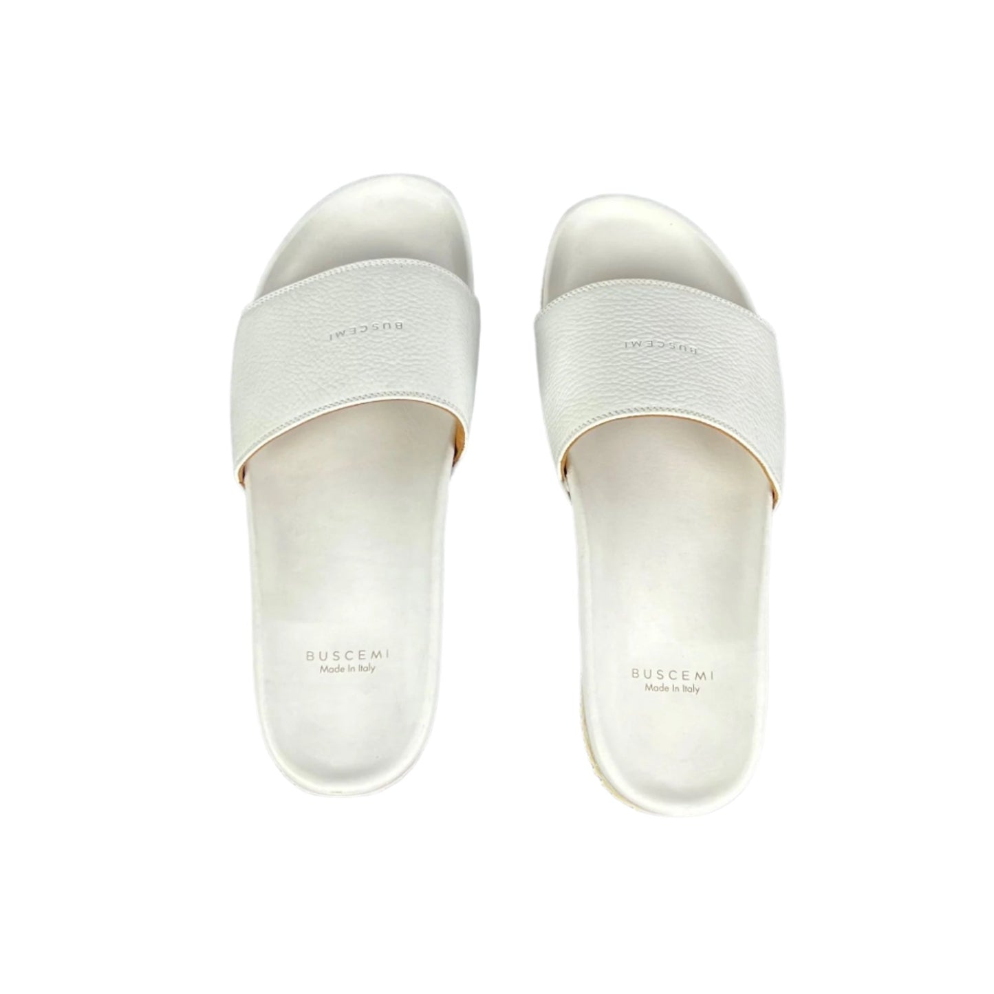 Buscemi Mens Slide Core Alce White Alce Leather Sandals | Positivo Clothing