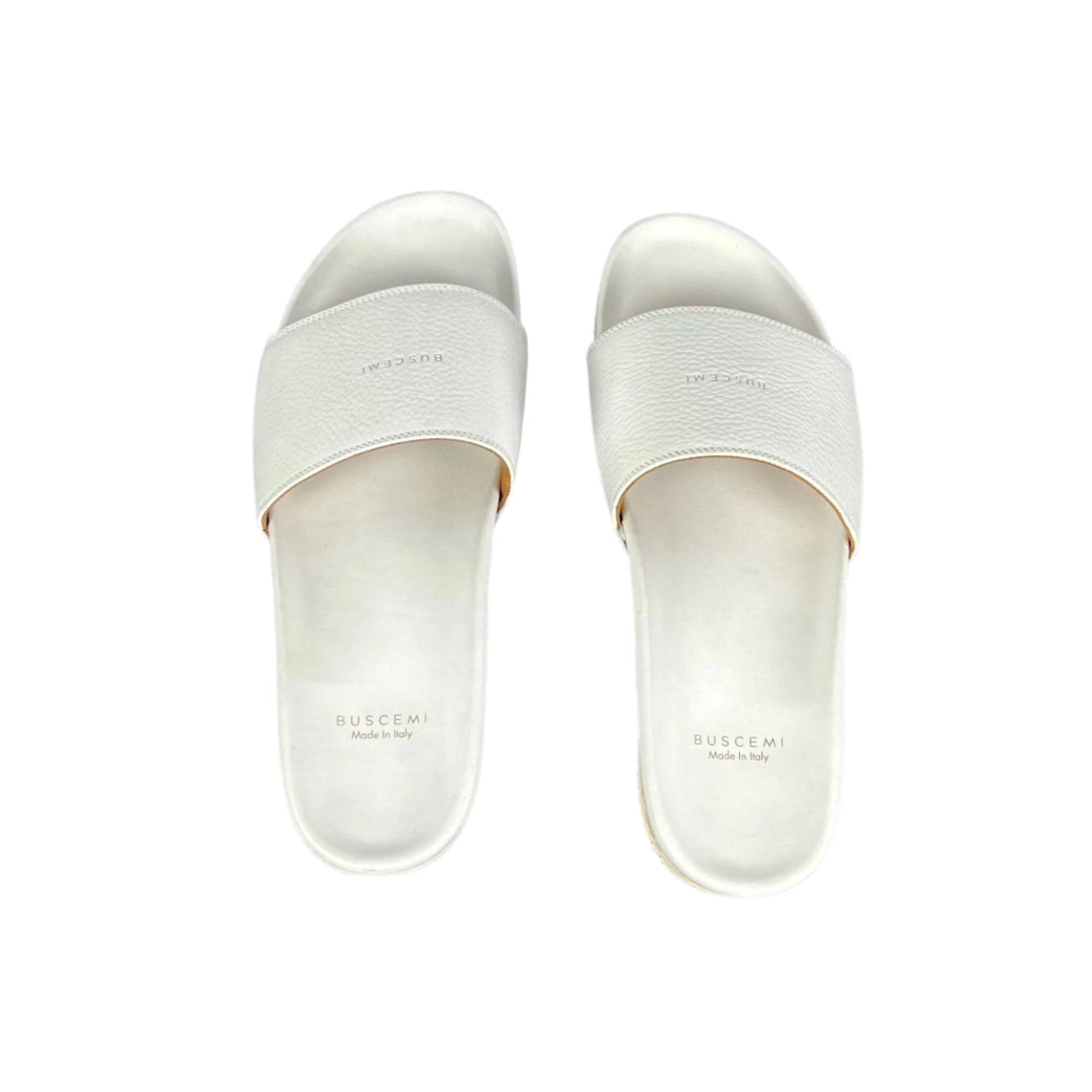 Buscemi Mens Slide Core Alce White Alce Leather Sandals | Positivo Clothing