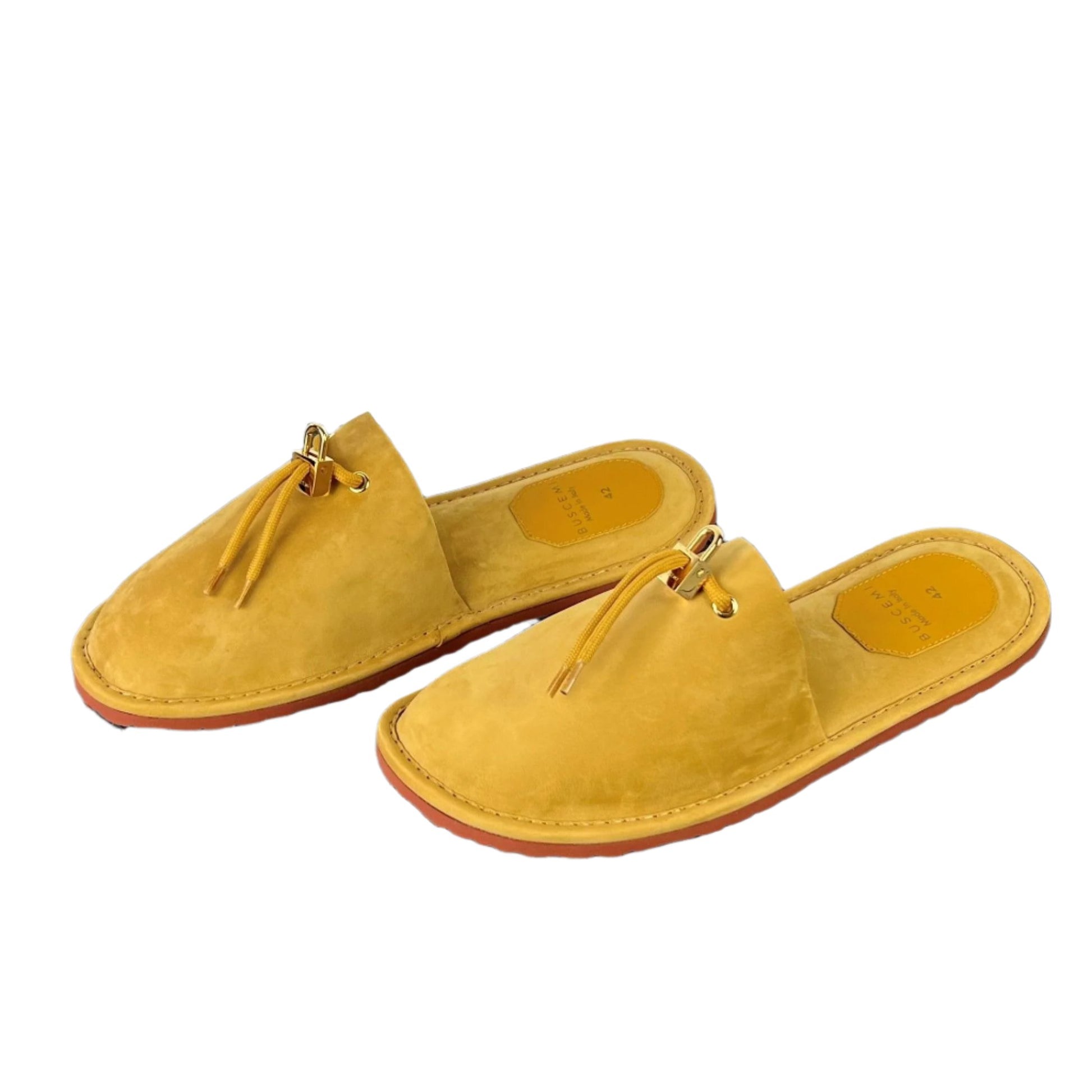 Buscemi Mens Greenwich Wheat Gum Suede Slippers SAMPLE | Positivo Clothing