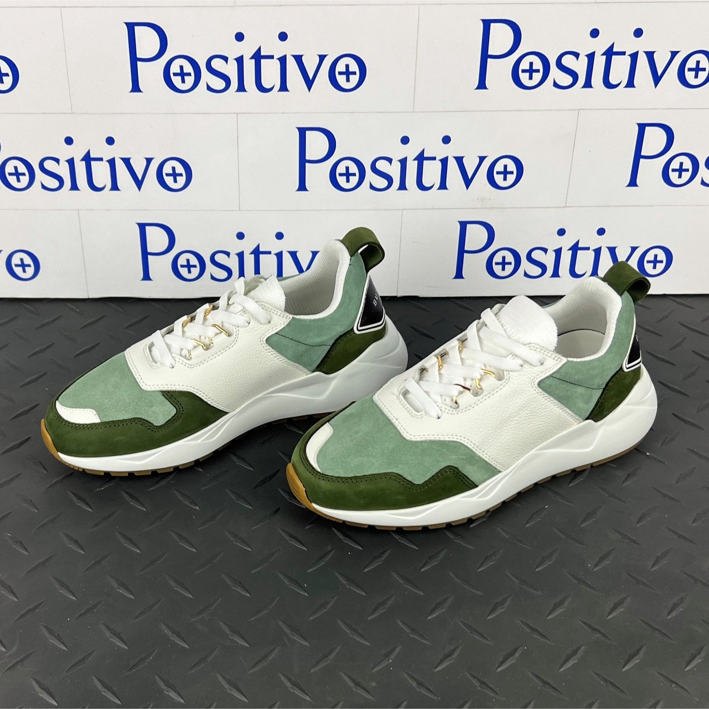 Buscemi Womens Ventura White/Militare Leather Sneakers | Positivo Clothing