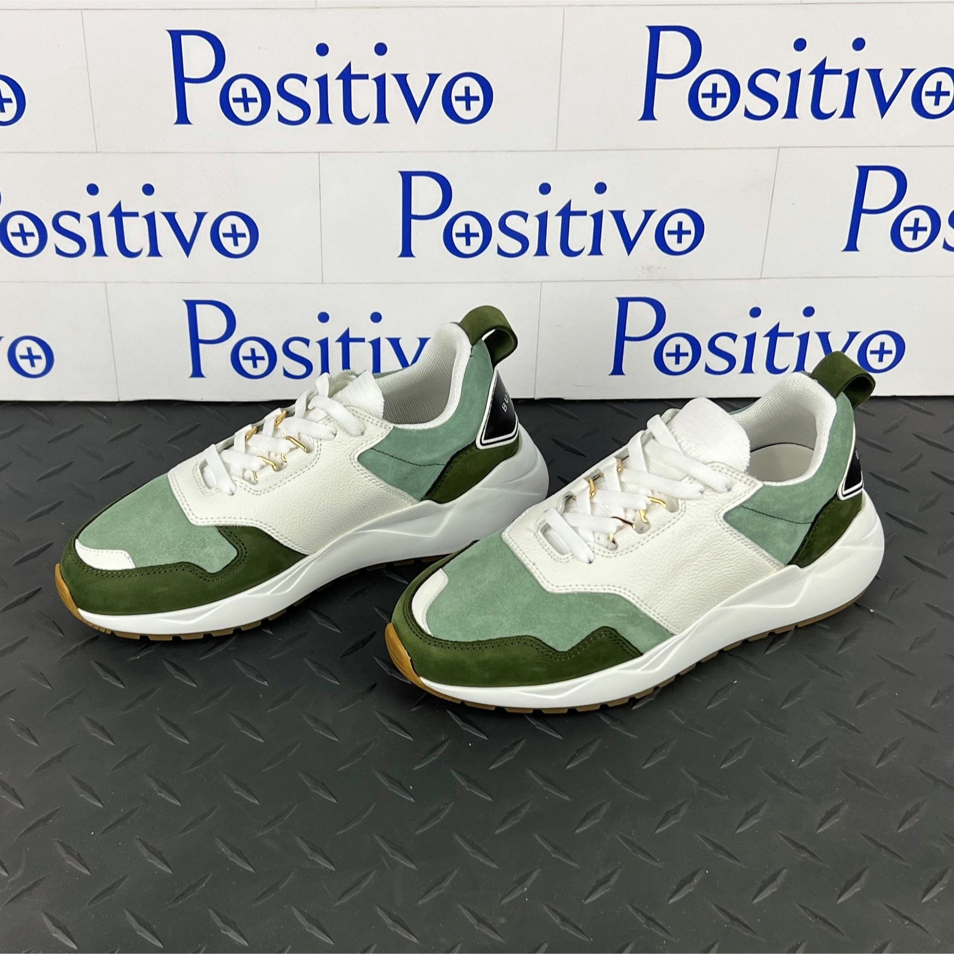 Buscemi Womens Ventura White/Militare Leather Sneakers | Positivo Clothing