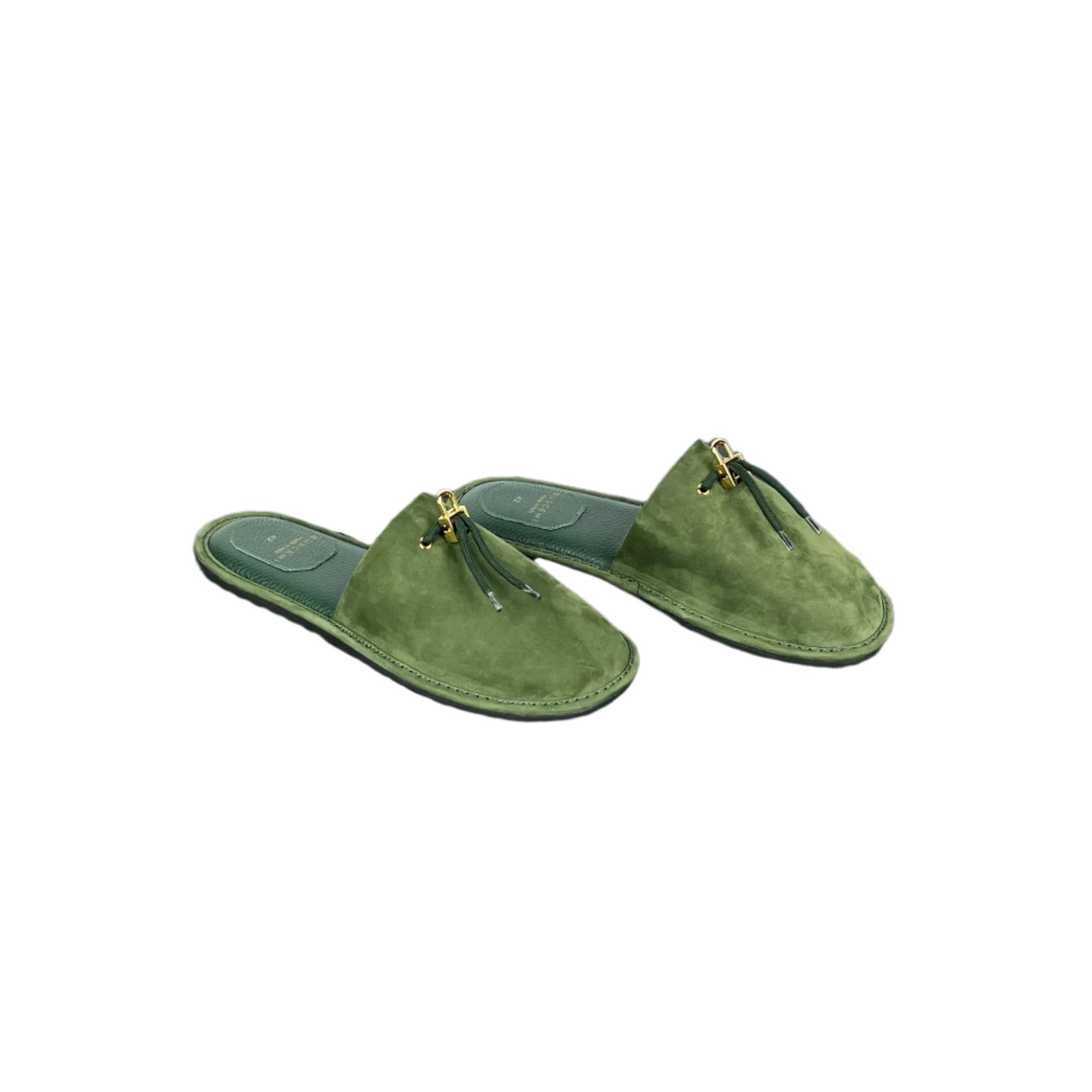 Buscemi Greenwich Dark Green Nabuk Slippers | Positivo Clothing