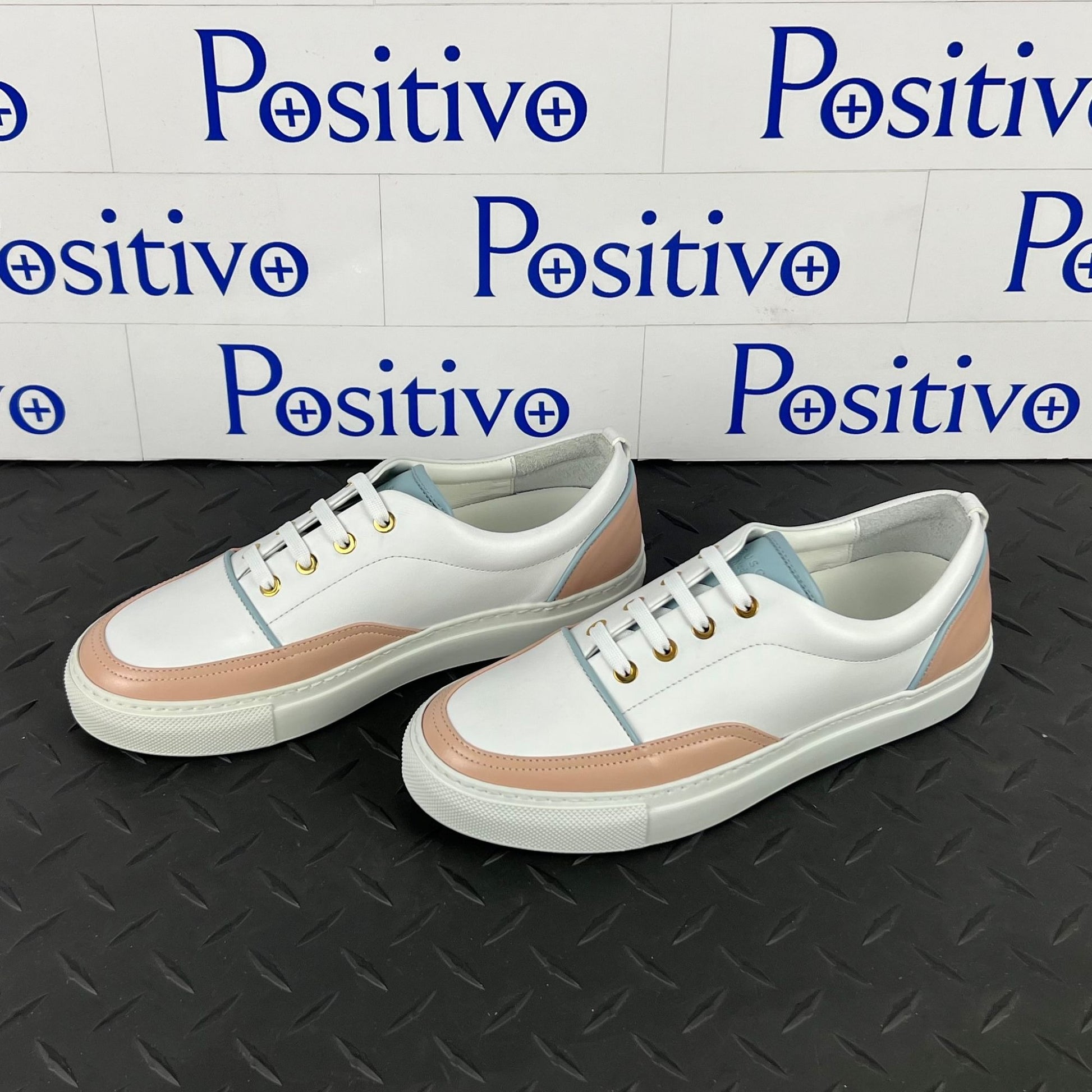 Buscemi Womens Cali White Trio Leather Low top Sneakers SAMPLE | Positivo Clothing