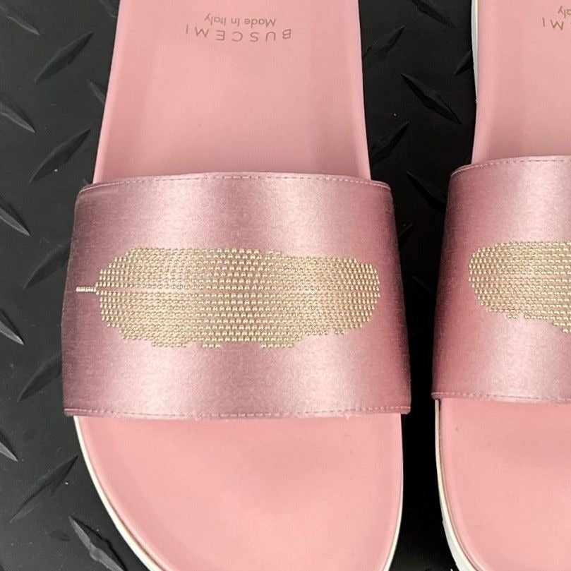 Buscemi Womens Slide Satin Dusty Pink Leather Sandals | Positivo Clothing