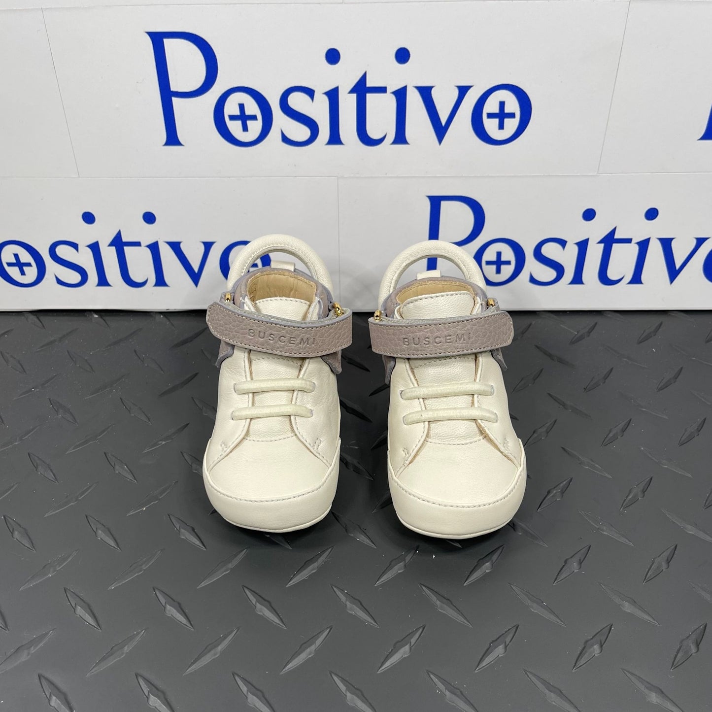 Buscemi 100MM Baby Grigio Perla/Panna Leather Sneakers | Positivo Clothing