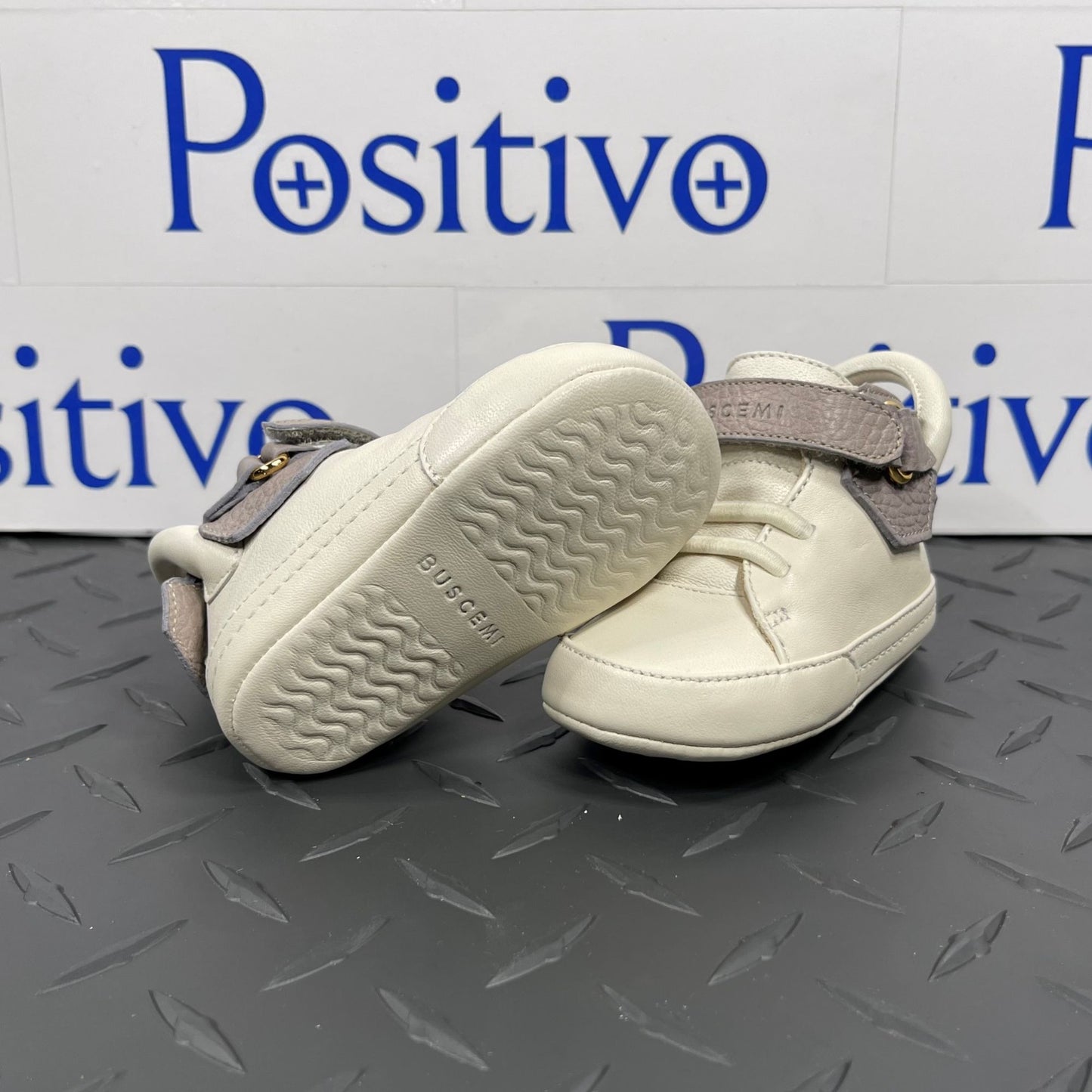 Buscemi 100MM Baby Grigio Perla/Panna Leather Sneakers | Positivo Clothing
