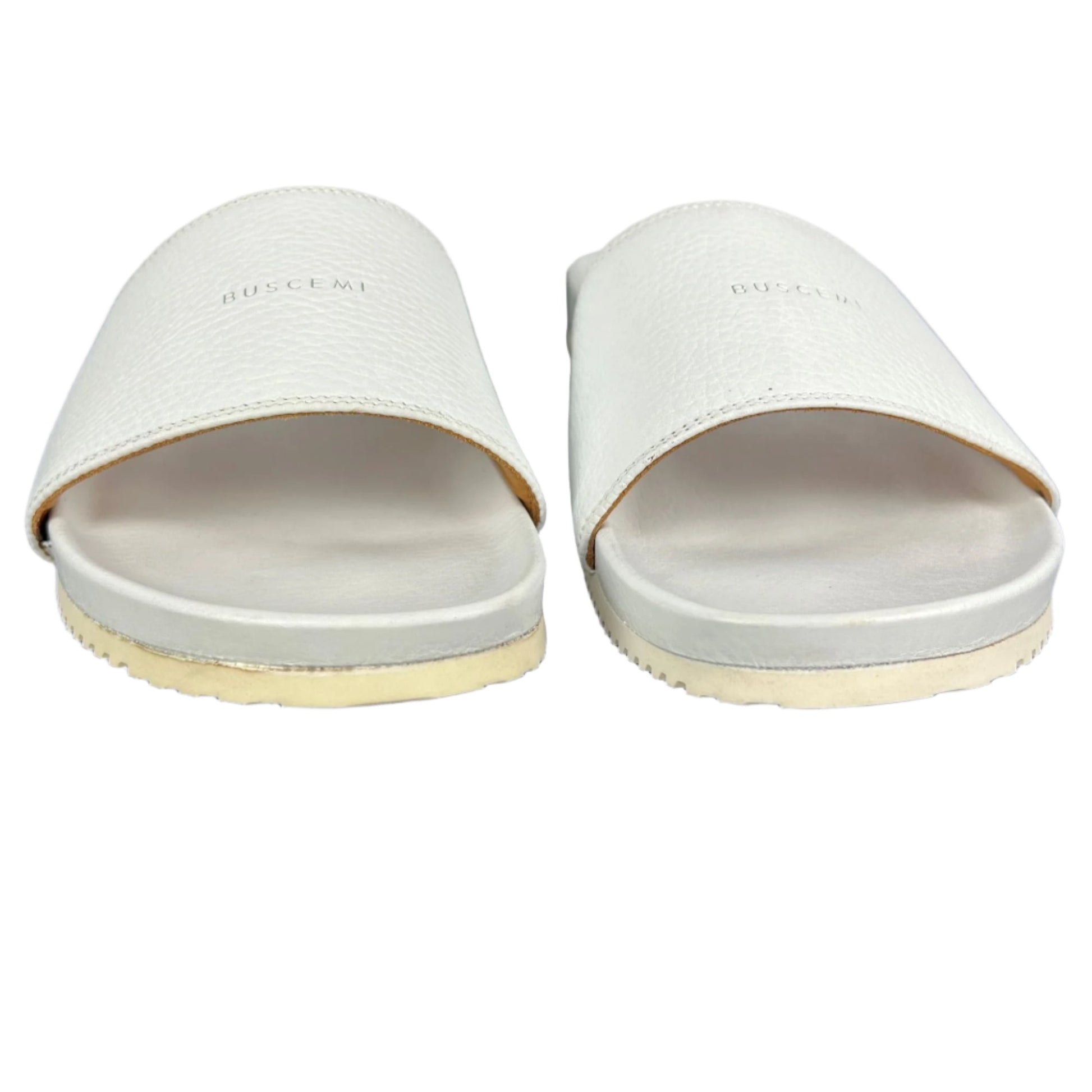Buscemi Mens Slide Core Alce White Alce Leather Sandals | Positivo Clothing