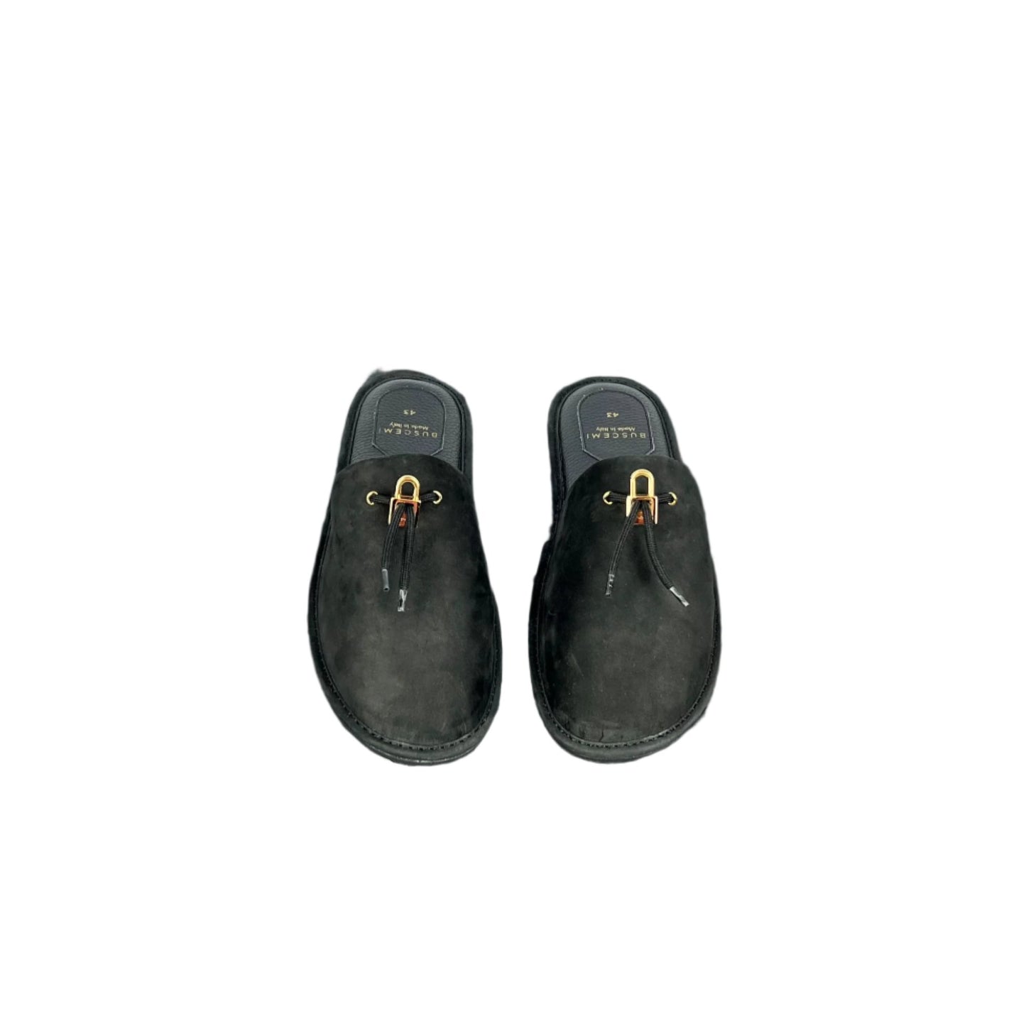 Buscemi Greenwich Black Nabuk Slippers | Positivo Clothing