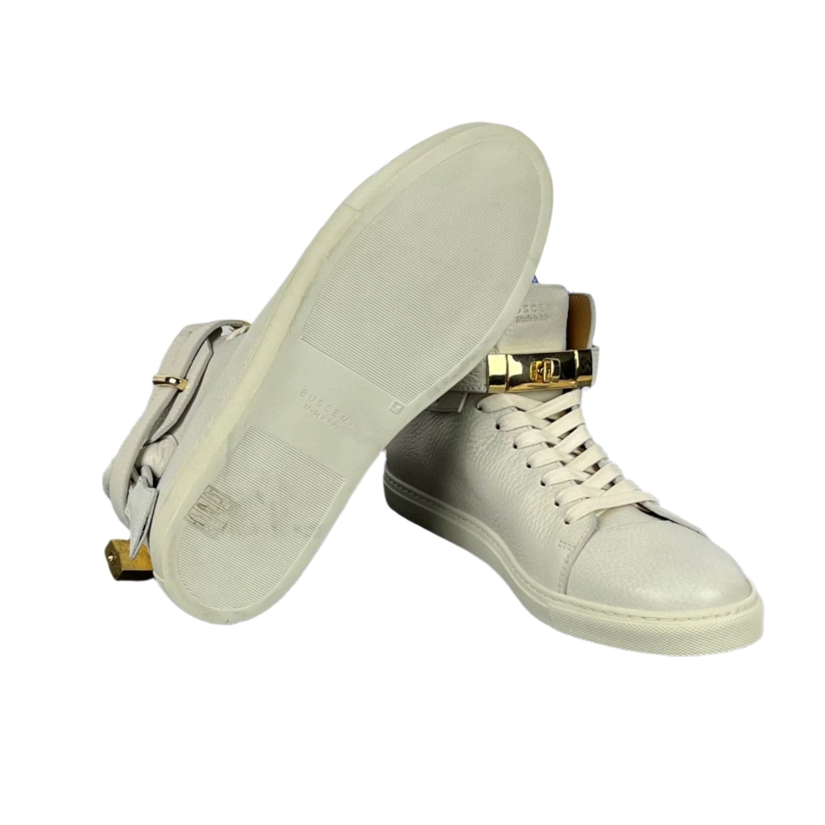 Buscemi Mens 100MM Off White Leather Sneakers SAMPLE | Positivo Clothing