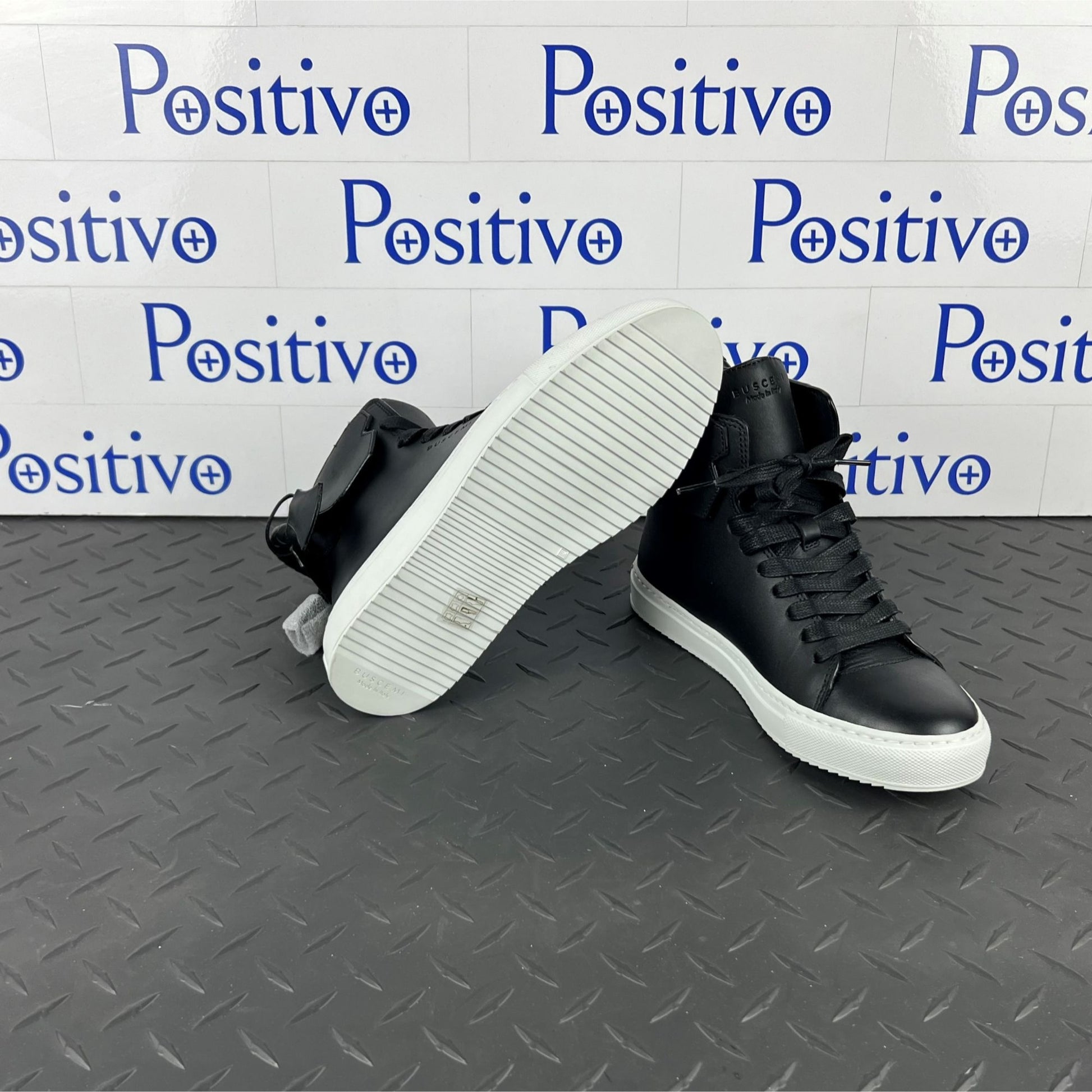 Buscemi Womens 125MM Weave Black Leather Sneakers SAMPLE | Positivo Clothing
