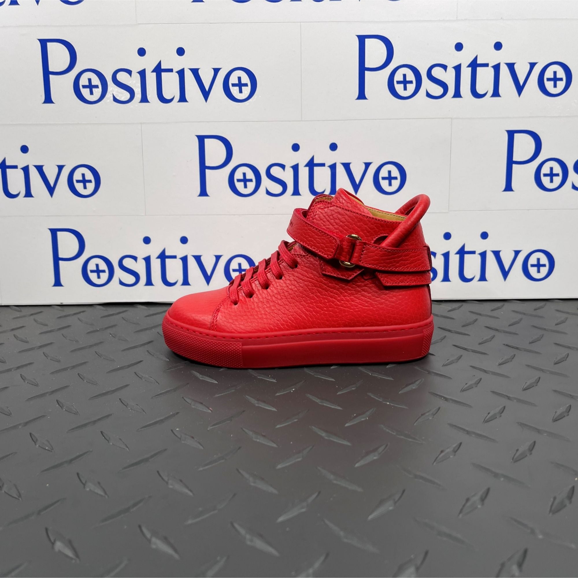 Buscemi 100MM Kid Alce Red Leather Sneakers | Positivo Clothing