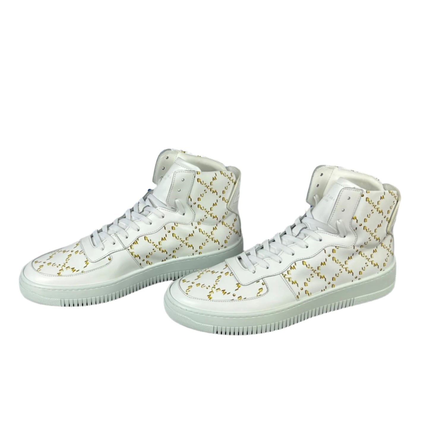 Buscemi Mens Dome Mono White Leather Sneakers SAMPLE | Positivo Clothing