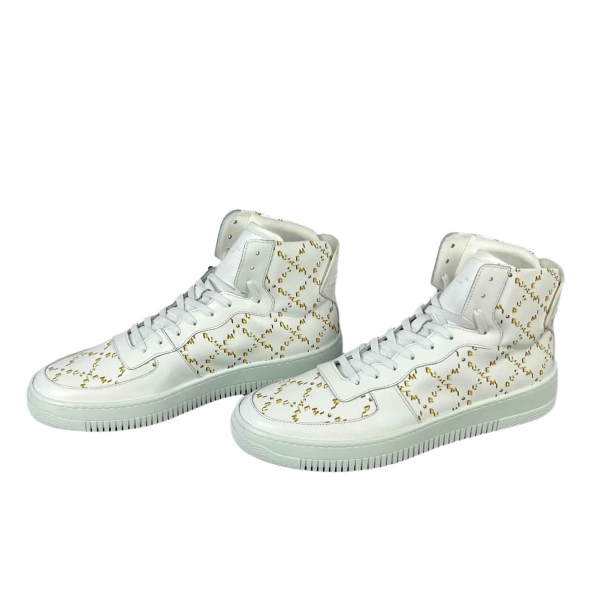 Buscemi Mens Dome Mono White Leather Sneakers SAMPLE | Positivo Clothing