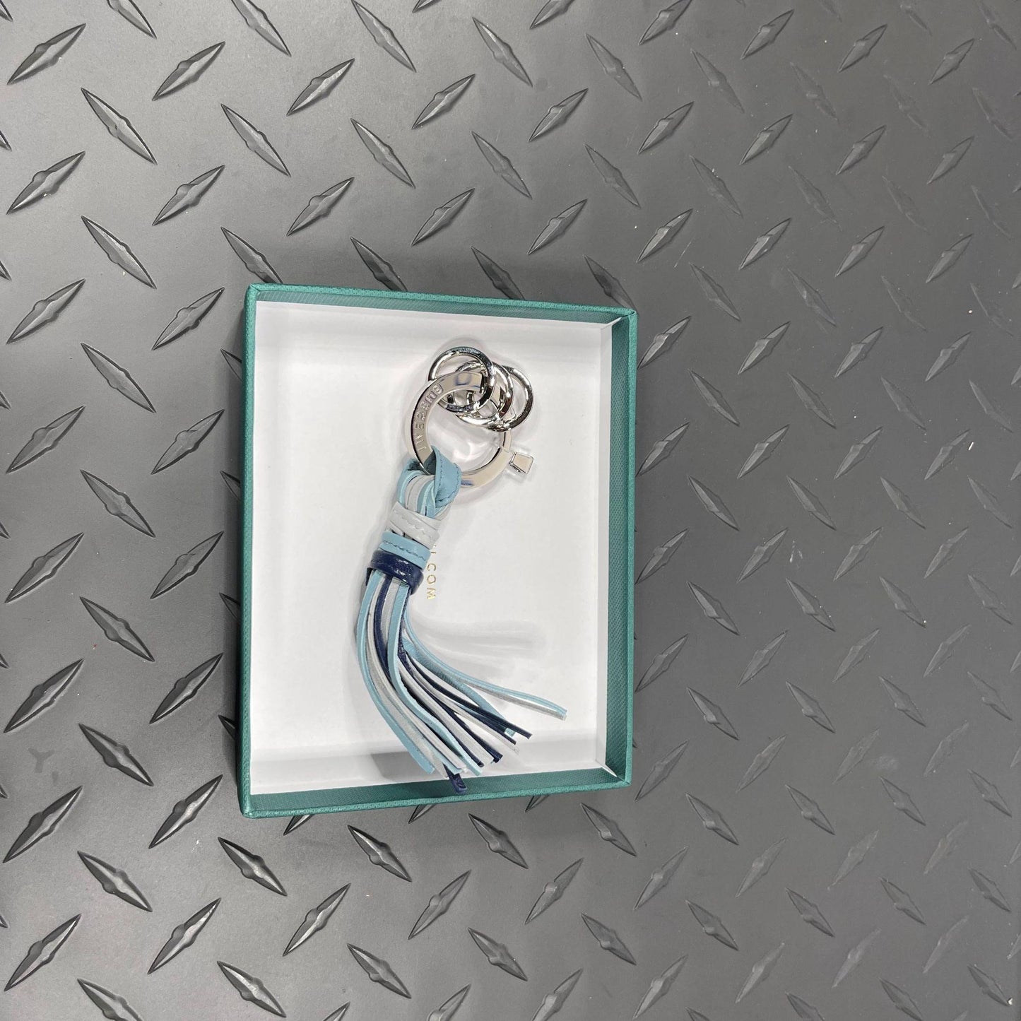Buscemi Fringe Keyholder Light Grey/Light Blue Leather | Positivo Clothing