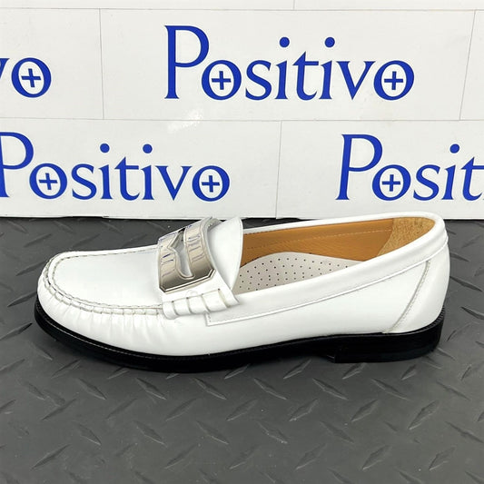 Buscemi Womens Town Loafer Off White/Silver Leather Loafers SAMPLE | Positivo Clothing