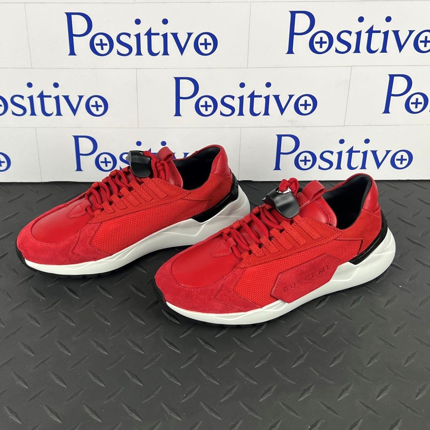 Buscemi Womens Run 2 Red Suede Sneakers SAMPLE | Positivo Clothing