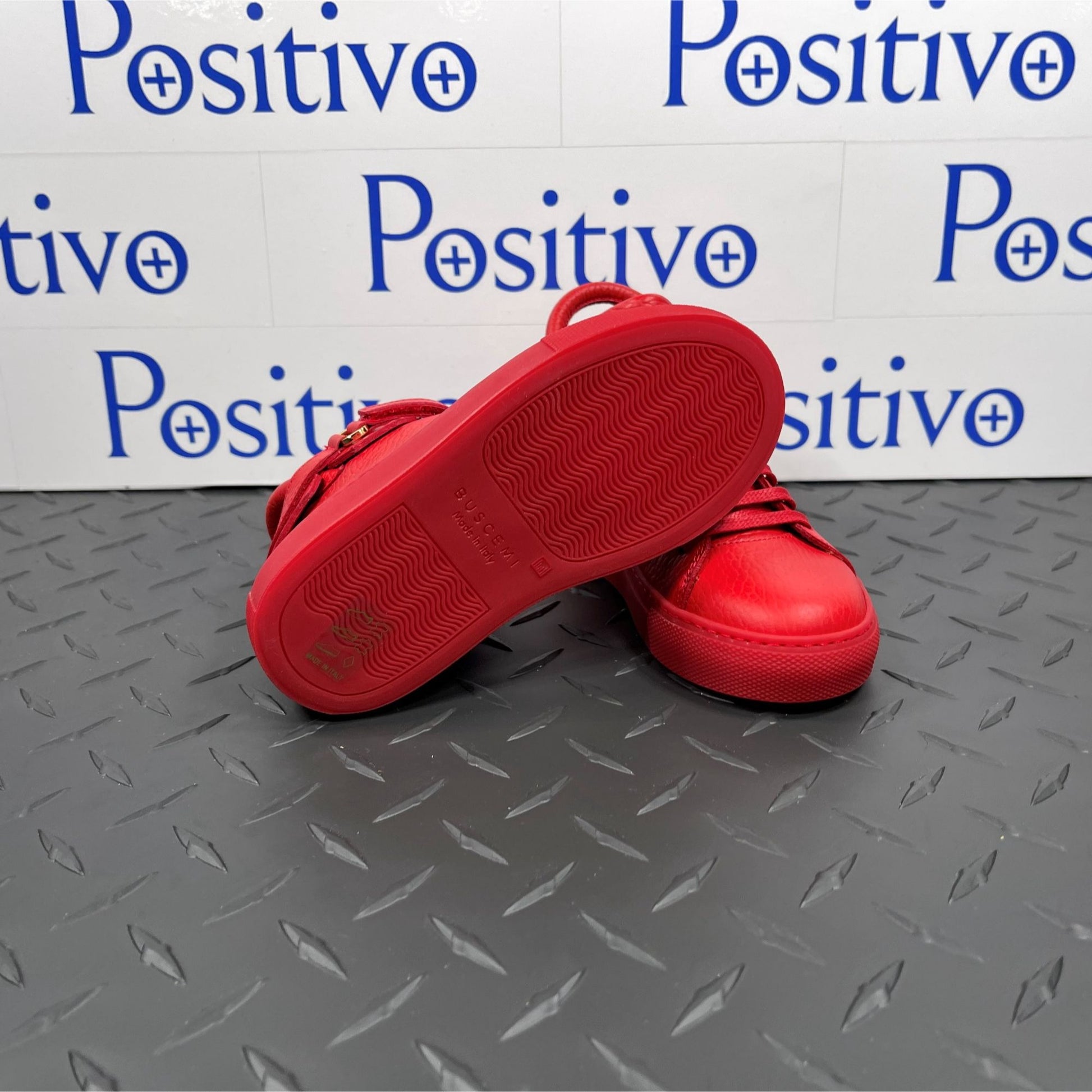 Buscemi 100MM Kid Alce Red Leather Sneakers | Positivo Clothing