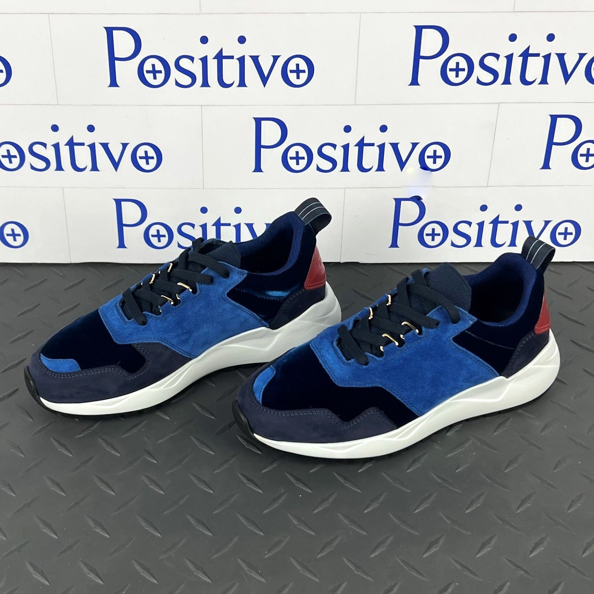 Buscemi Womens Ventura Velvet Navy Leather Sneakers | Positivo Clothing