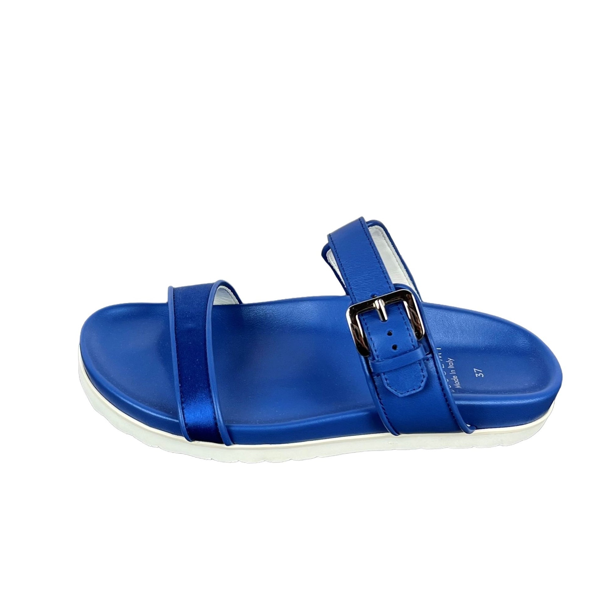 Buscemi Womens Slide Band Satin Royal Leather Sandals SAMPLE | Positivo Clothing